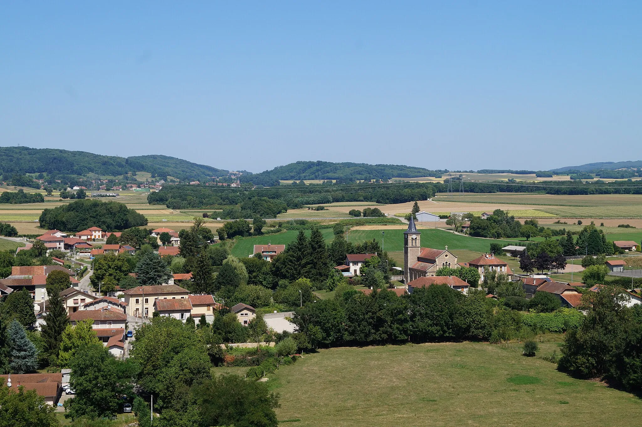 Photo showing: Vue de la colline de Bocsozel du village du Mottier en Isère