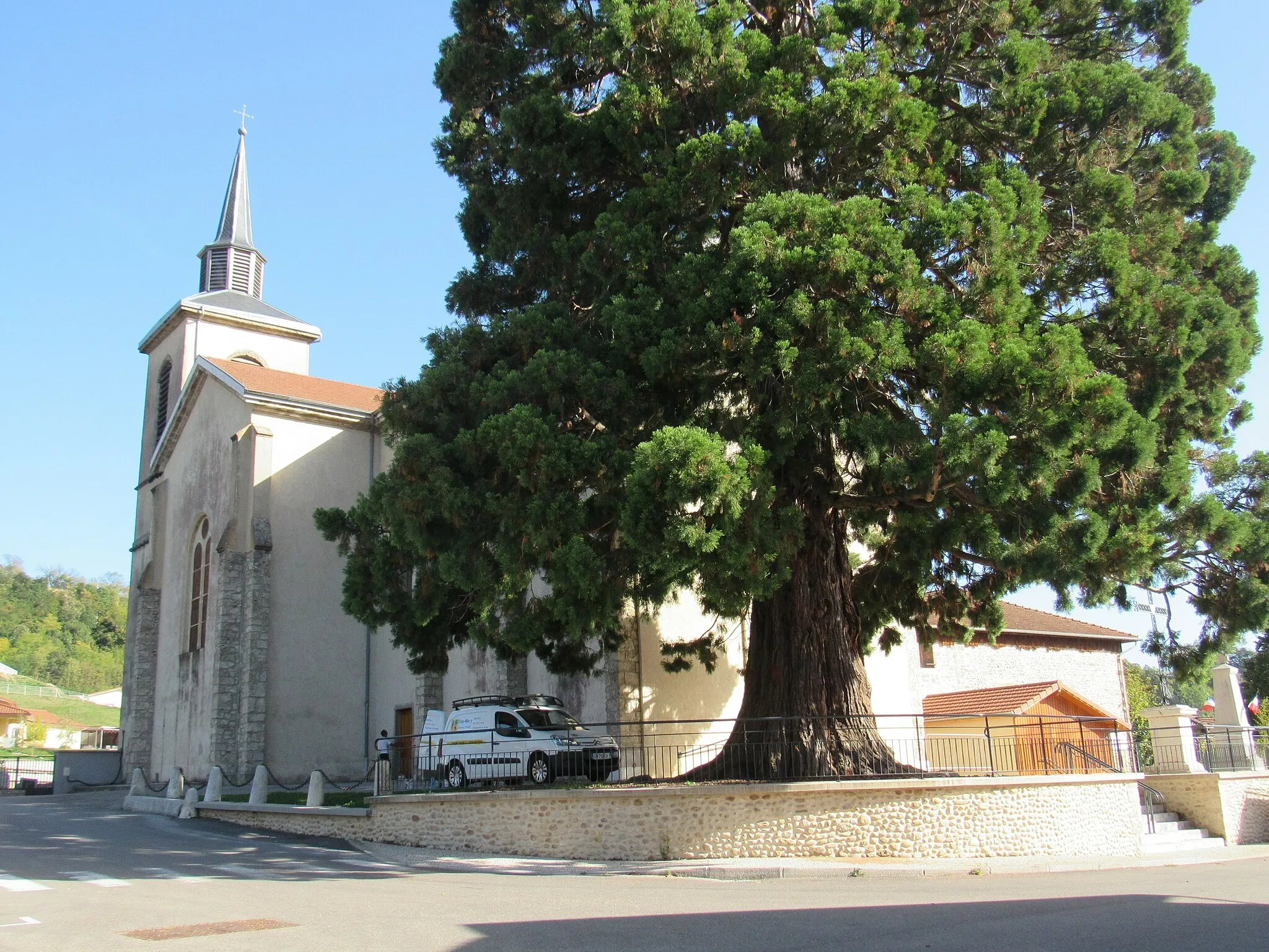 Photo showing: l'église et le wellingtonia