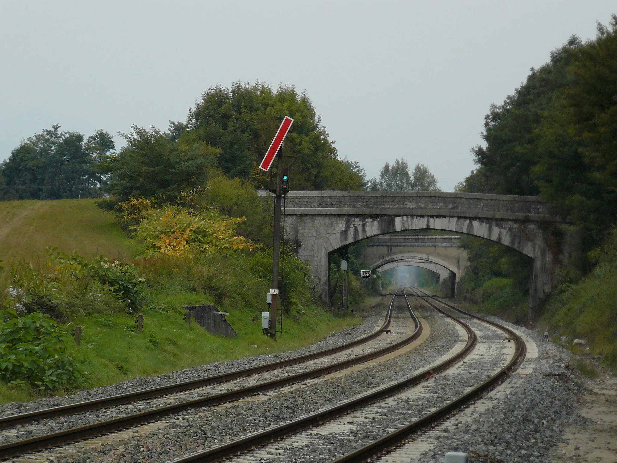 Photo showing: Sémaphore mécanique de Bloc Manuel à la sortie de la gare de Tencin (Isère). Photo prise en 2008, ce signal a été remplacé en 2013.