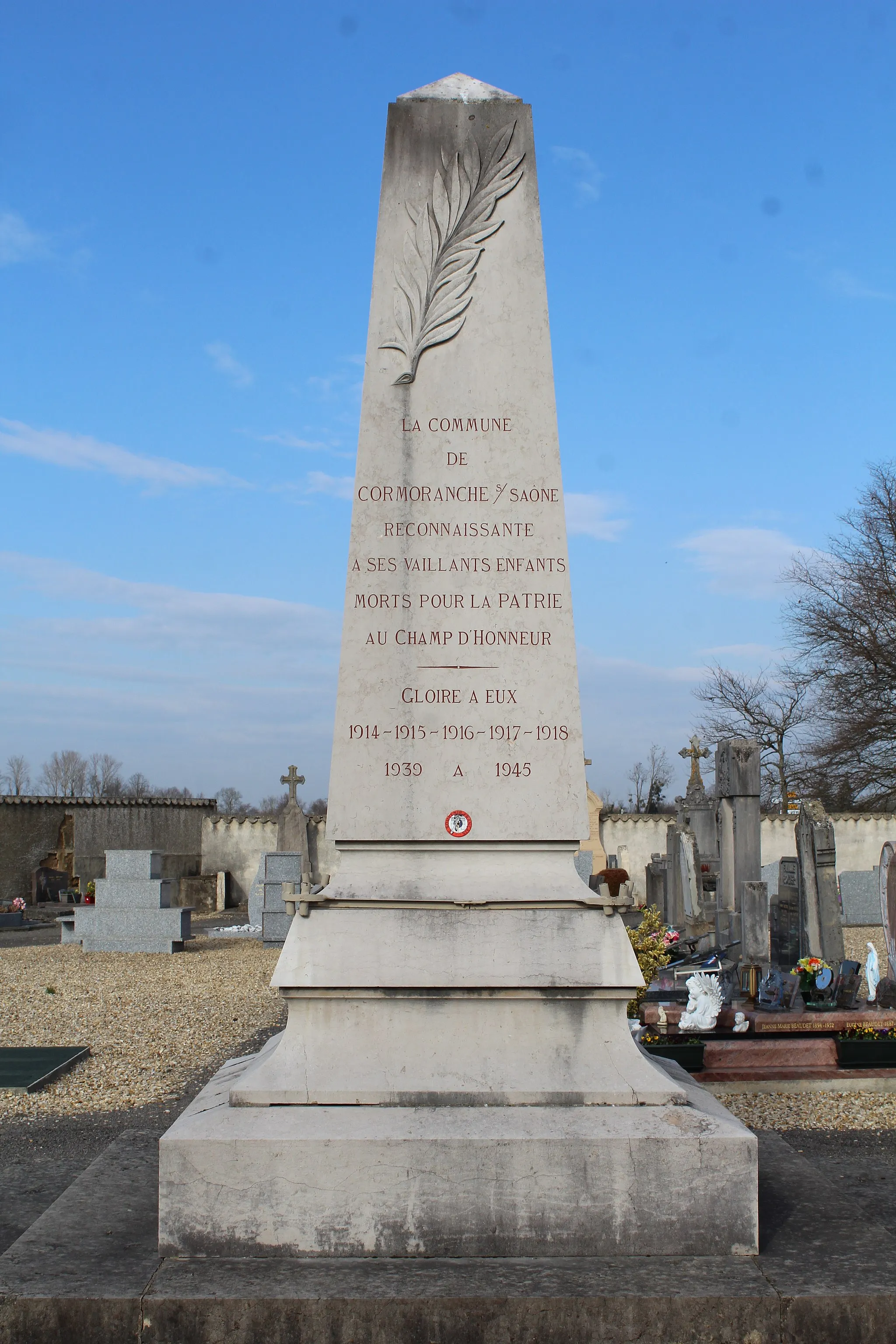 Photo showing: Monument aux morts de Cormoranche-sur-Saône.