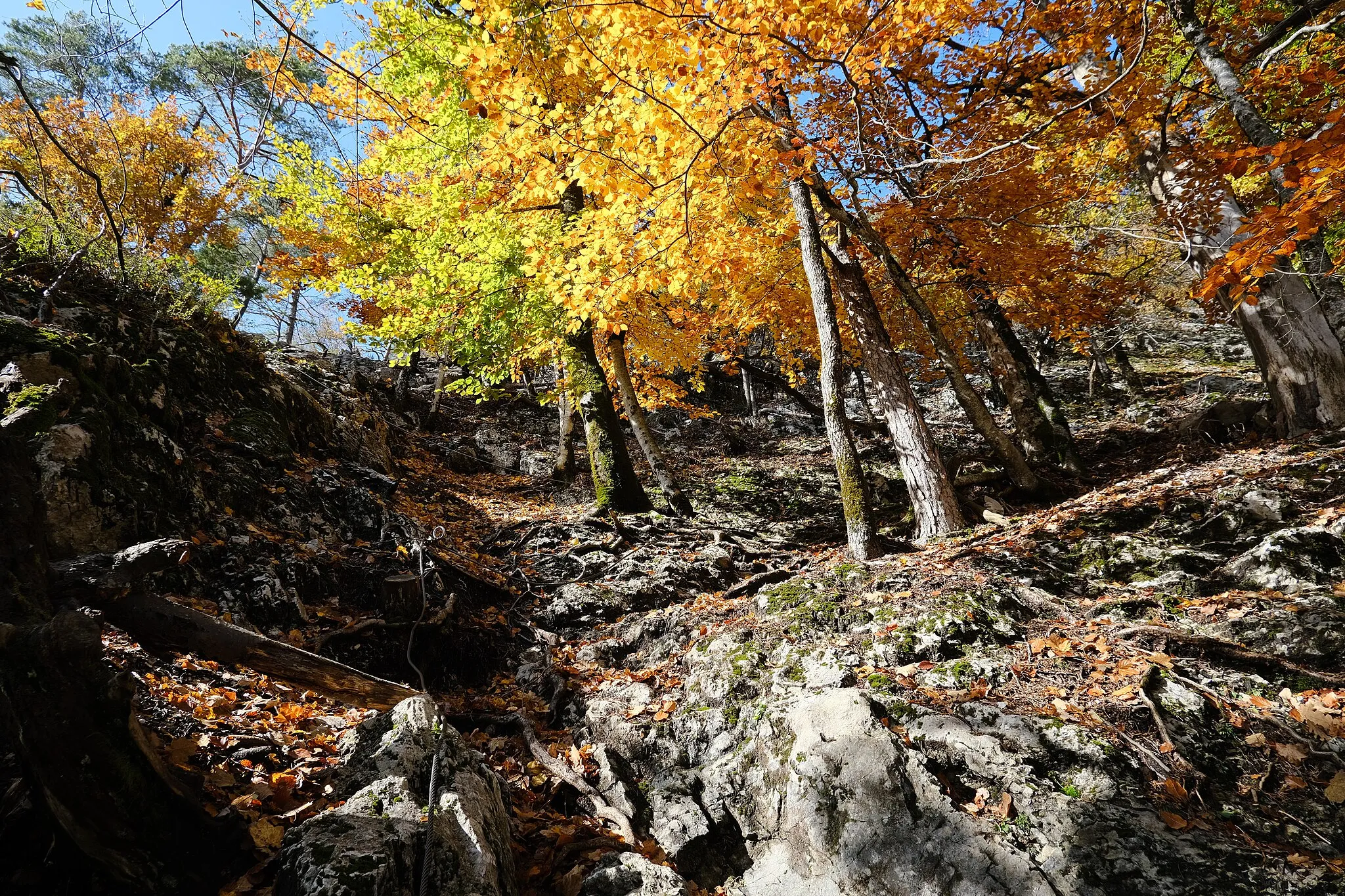 Photo showing: Towards the top of the Via Ferrata @ La Roche à l'Agathe @ Thônes