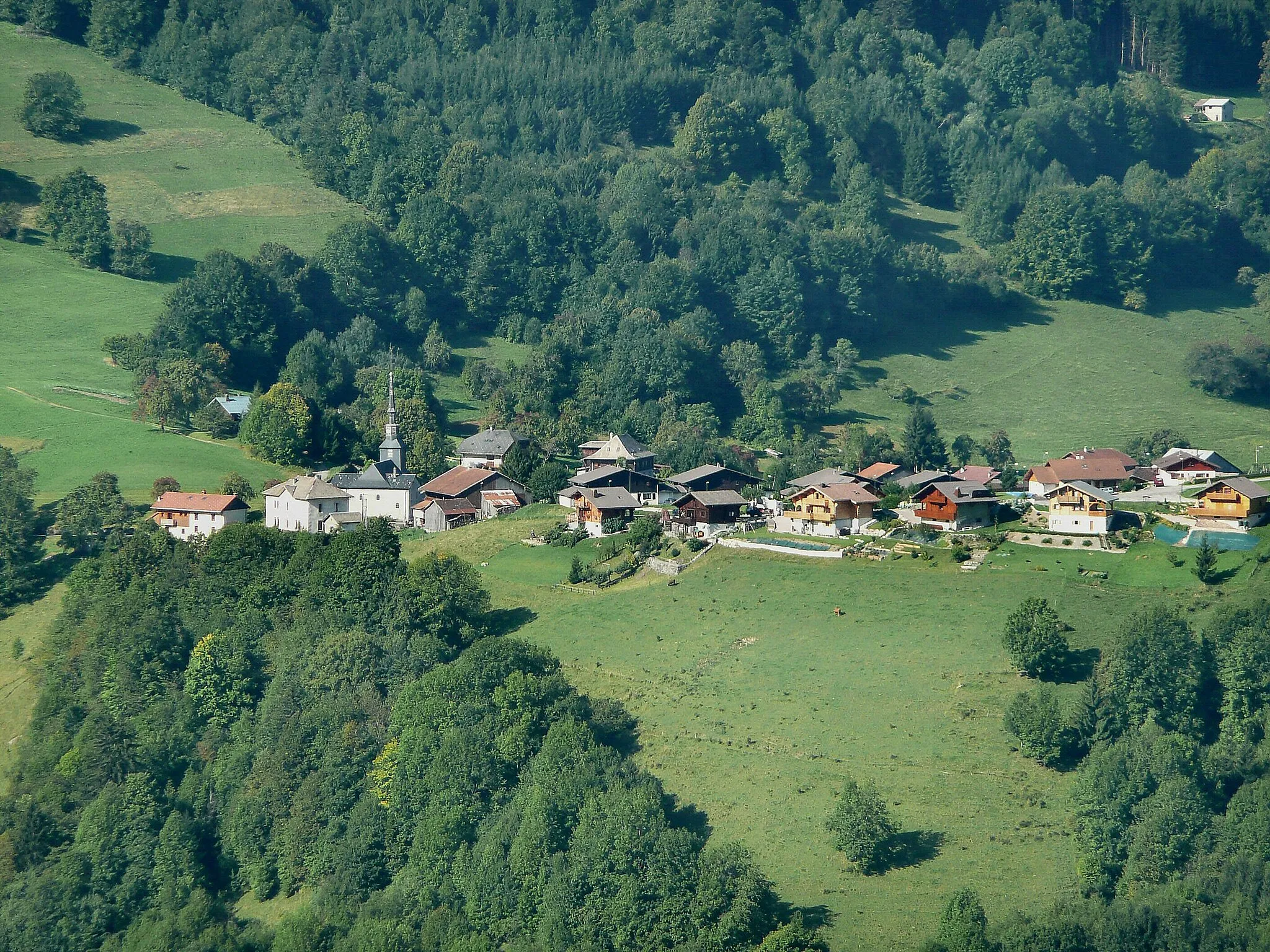 Photo showing: View of La Vernaz since the hamlet Rosset (municipality of La Forclaz)