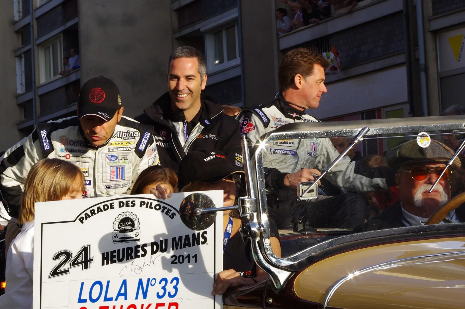 Photo showing: Christophe Bouchut, João Barbosa, and Scott Tucker at the Le Mans 24 Hours 2011 Drivers' Parade