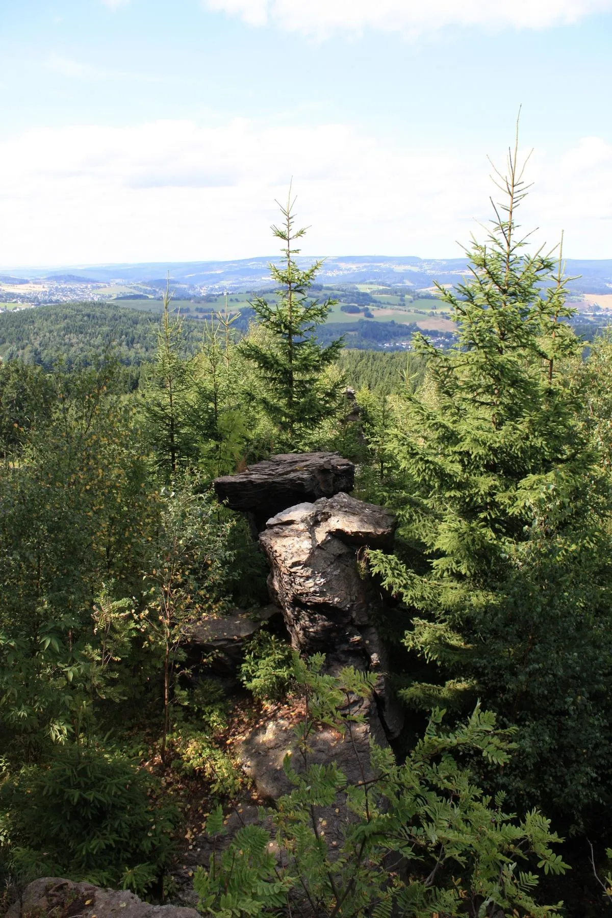 Photo showing: Ochsenkopf Mountain near Rittersgrün: View towards Spiegelwald Tower.