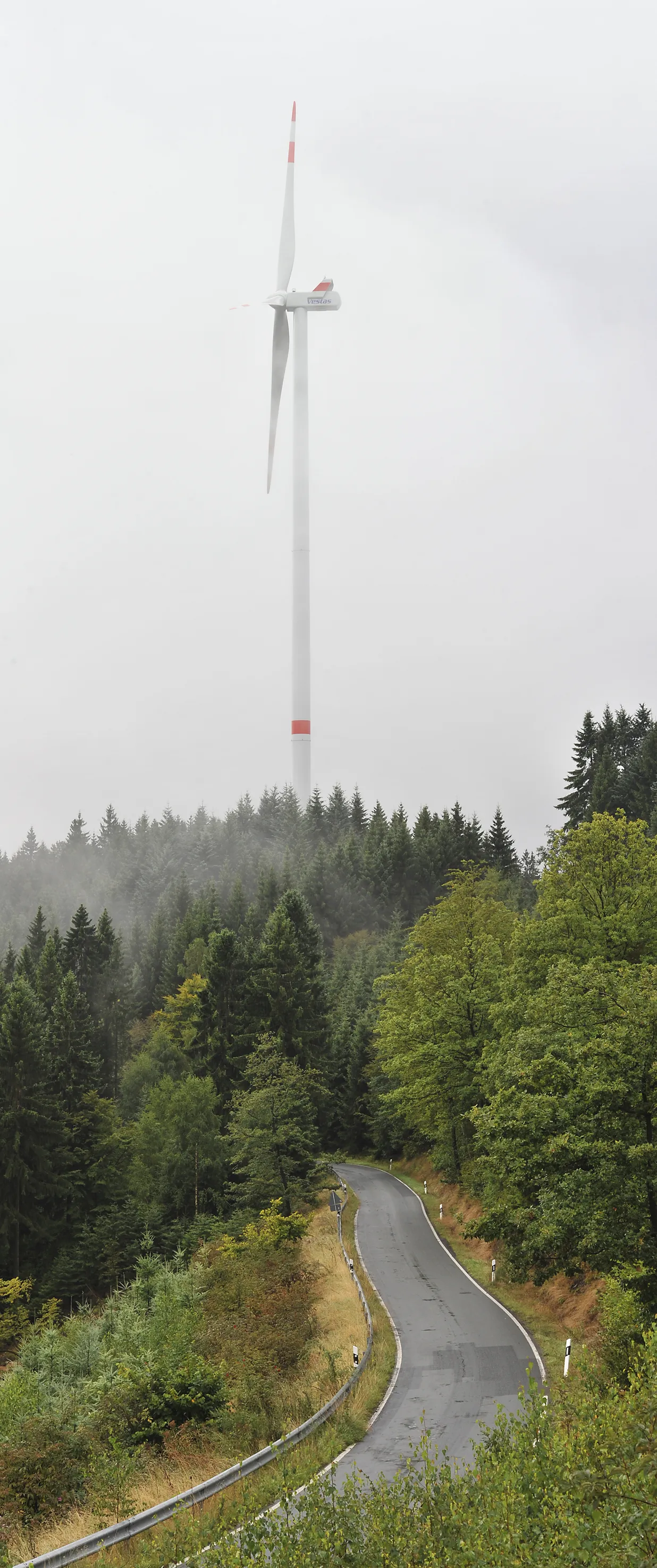 Photo showing: 15. Station seiner Zukunftsenergientour: Windpark-Eröffnung in Bad Laasphe
Auf der 15. Station seiner Zukunftsenergientour eröffnete NRW-Klimaschutzminister Johannes Remmel heute (11. September 2013) mit einer Delegation der EnergieAgentur.NRW den Windpark Hesselbach, der im Privatwald von Ludwig Prinz zu Sayn-Wittgenstein-Berleburg entsteht. Die sechs Windkraftanlagen mit einer Leistung von insgesamt 18 MW wurden von der wittgenstein new energy holding GmbH finanziert, geplant und umgesetzt. Der Park könnte den jährlichen Strombedarf der Stadt Bad Laasphe (14.000 Einwohner) vollständig decken.Das Beispiel zeigt: Moderne Windenergieanlagen können wirtschaftlich in Wäldern betrieben werden, weil sie mit einer Nabenhöhe von 140 Metern die windreichen und turbulenzarmen Zonen über den Wipfeln technisch nutzbar machen.

Flickr tags: NRW; 2013; Klimaschutztour; Bad Laasphe; wittgenstein new energy holding GmbH; Windkraft; Windpark; erneuerbare Energien