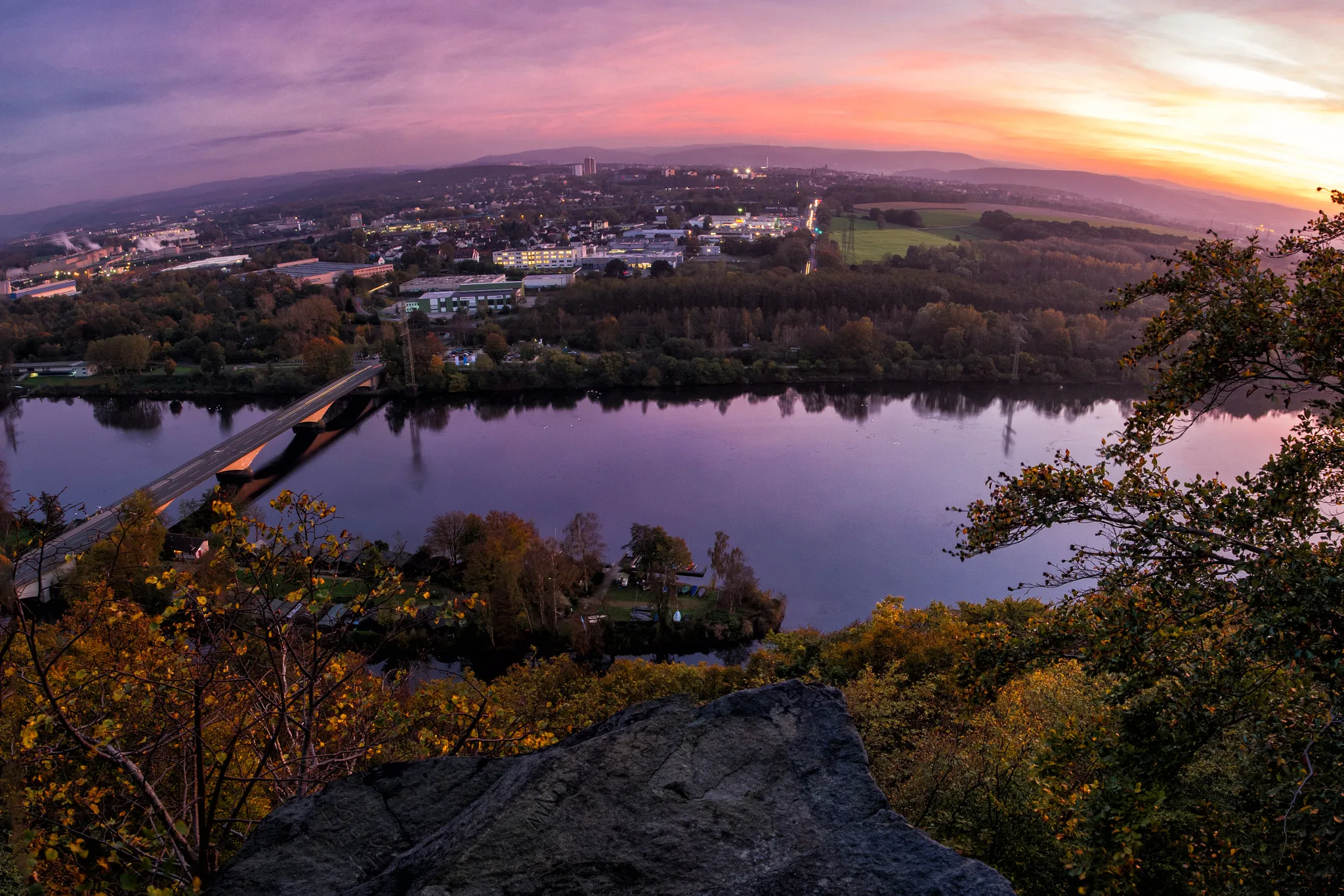 Photo showing: View from Dortmund over Hengsteysee towards Hagen, Germany. 500px provided description: My picture for a contest.

I'm curious how things work out! Enjoy! [#sunset ,#contrast ,#panorama ,#sundown ,#panoramic ,#colorful ,#coloured ,#Landscape ,#Lake ,#Sonnenuntergang ,#See ,#Landschaft ,#Dortmund ,#Herdecke ,#Hagen ,#Hengstey]