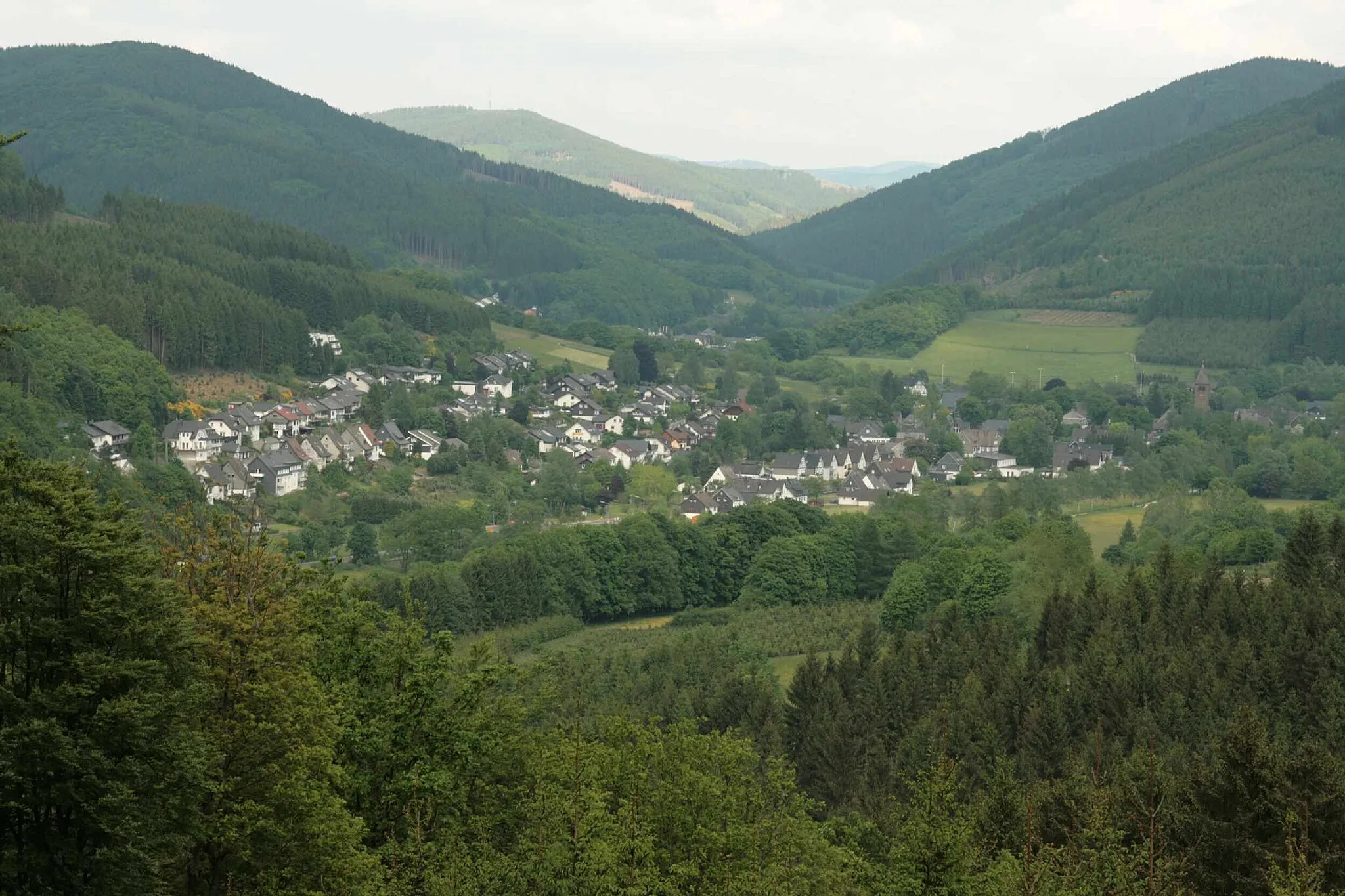 Photo showing: Saalhausen, Blick vom Kriegerweg (Rennacken)
eigenes Foto
Aufnahmedatum: 24.05.2008

--Wolfgang Poguntke 07:37, 25 May 2008 (UTC)