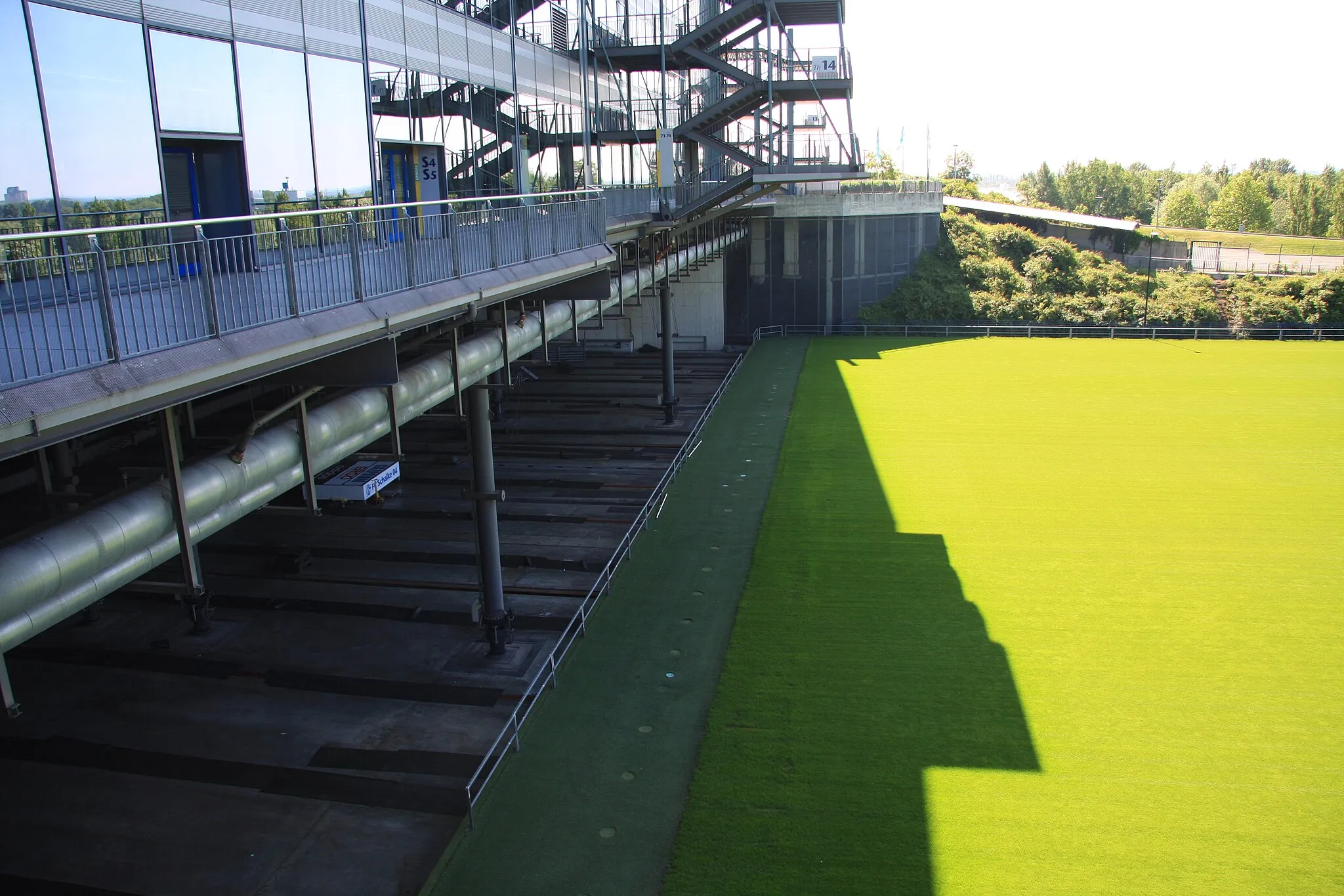 Photo showing: Arena AufSchalke, the slide out pitch outside the stadium unterneath the southern block