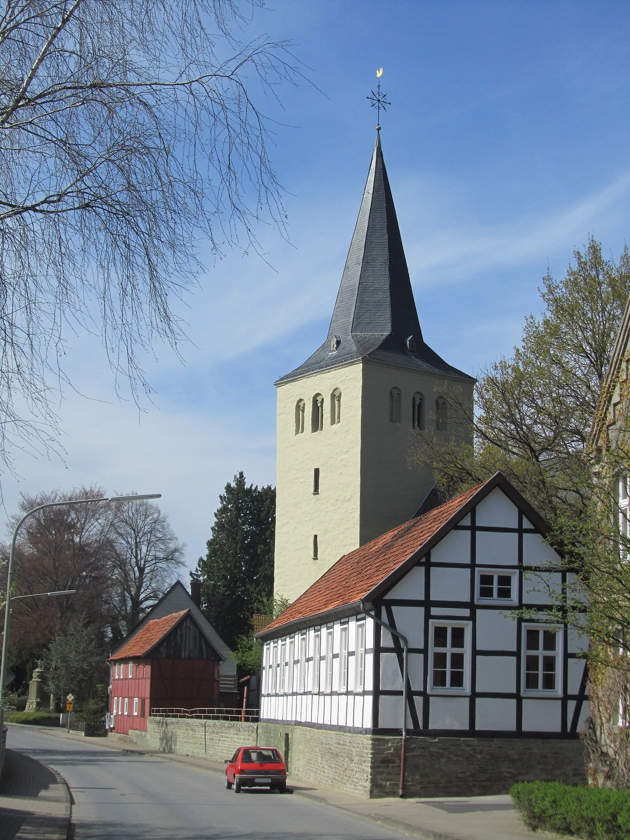 Photo showing: Schwefe near Soest, Germany, inner village, Tower of romanic church St. Severin