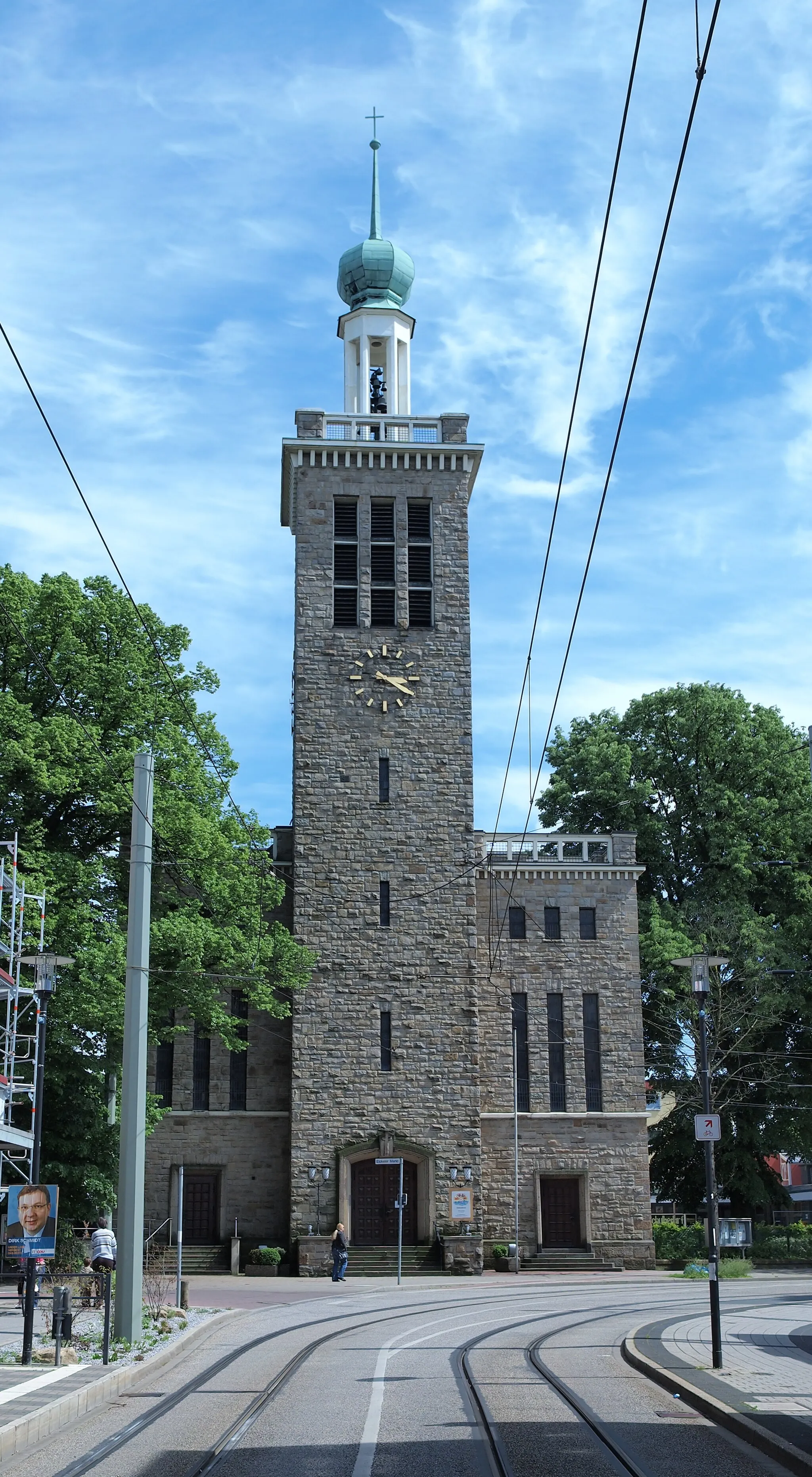 Photo showing: Johanneskirche in de:Herne-Eickel, Ansicht von der Hauptstraße, Baudenkmal