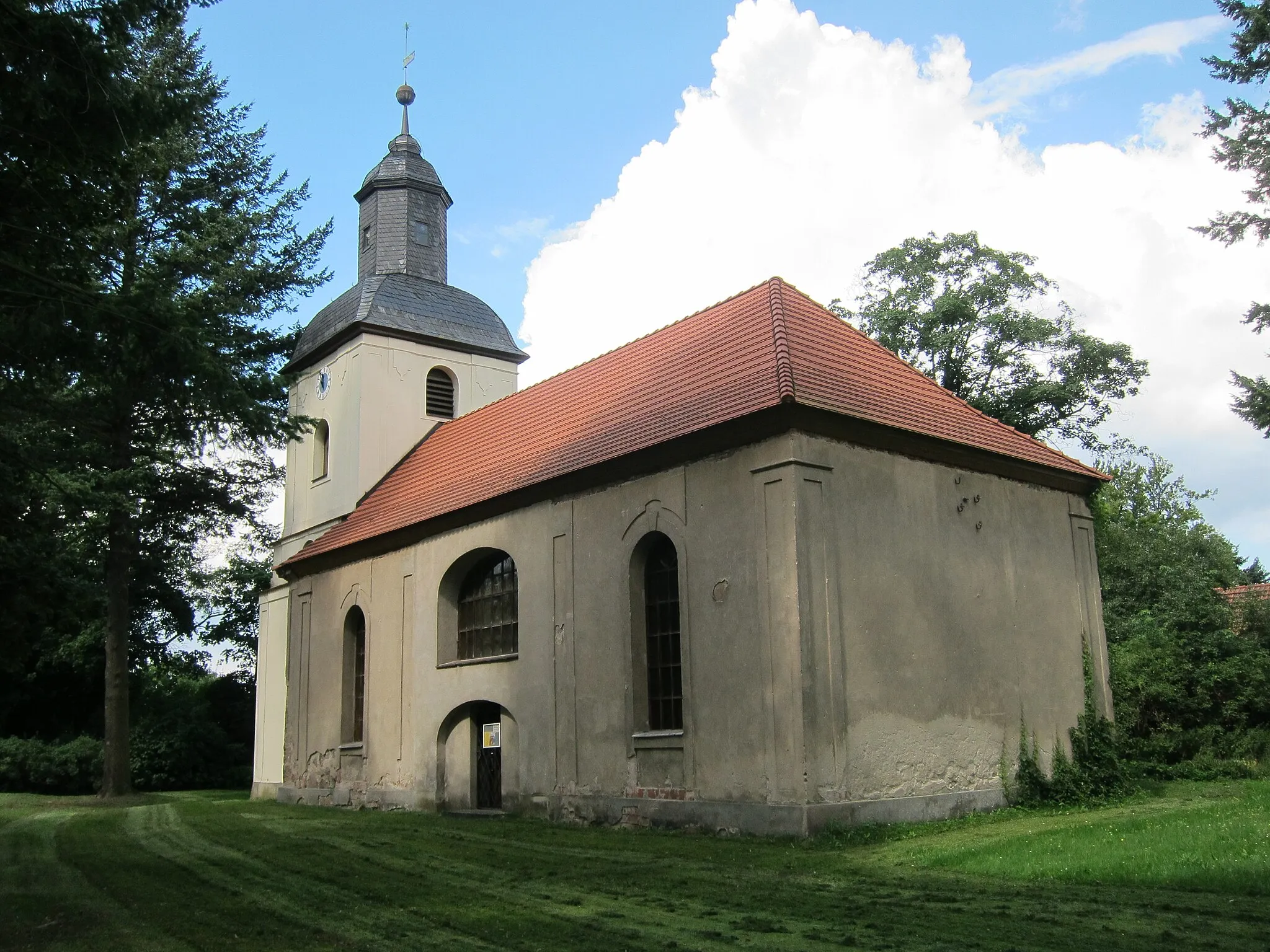 Photo showing: Barockkirche an der Wansdorfer Dorfstraße erbaut 1793 in der Liste der Baudenkmale in Schönwalde-Glien unter Nr. 22 registriert.