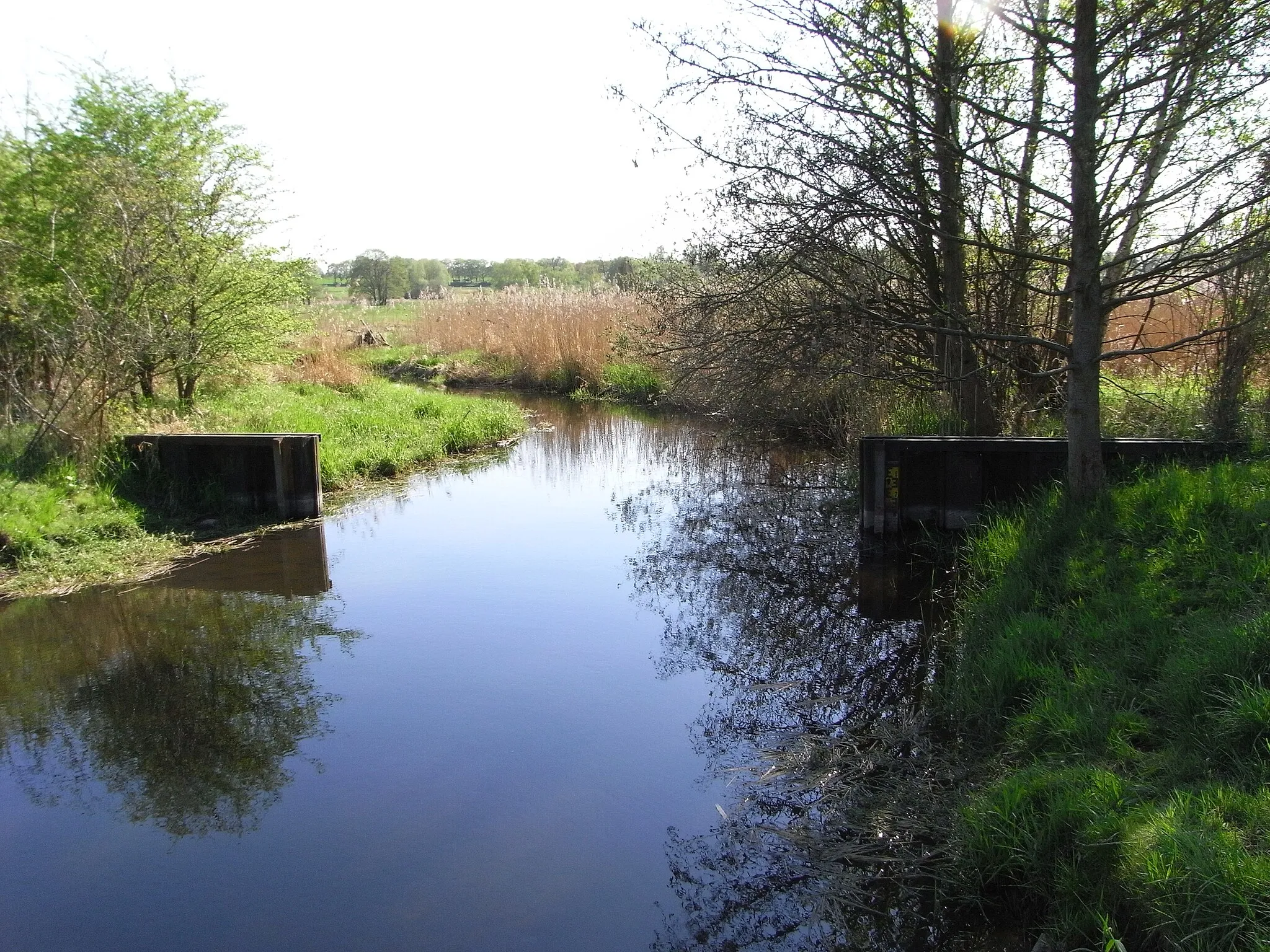 Photo showing: Tegeler Fließ near Schildow with relicts of the former GDR border barriers