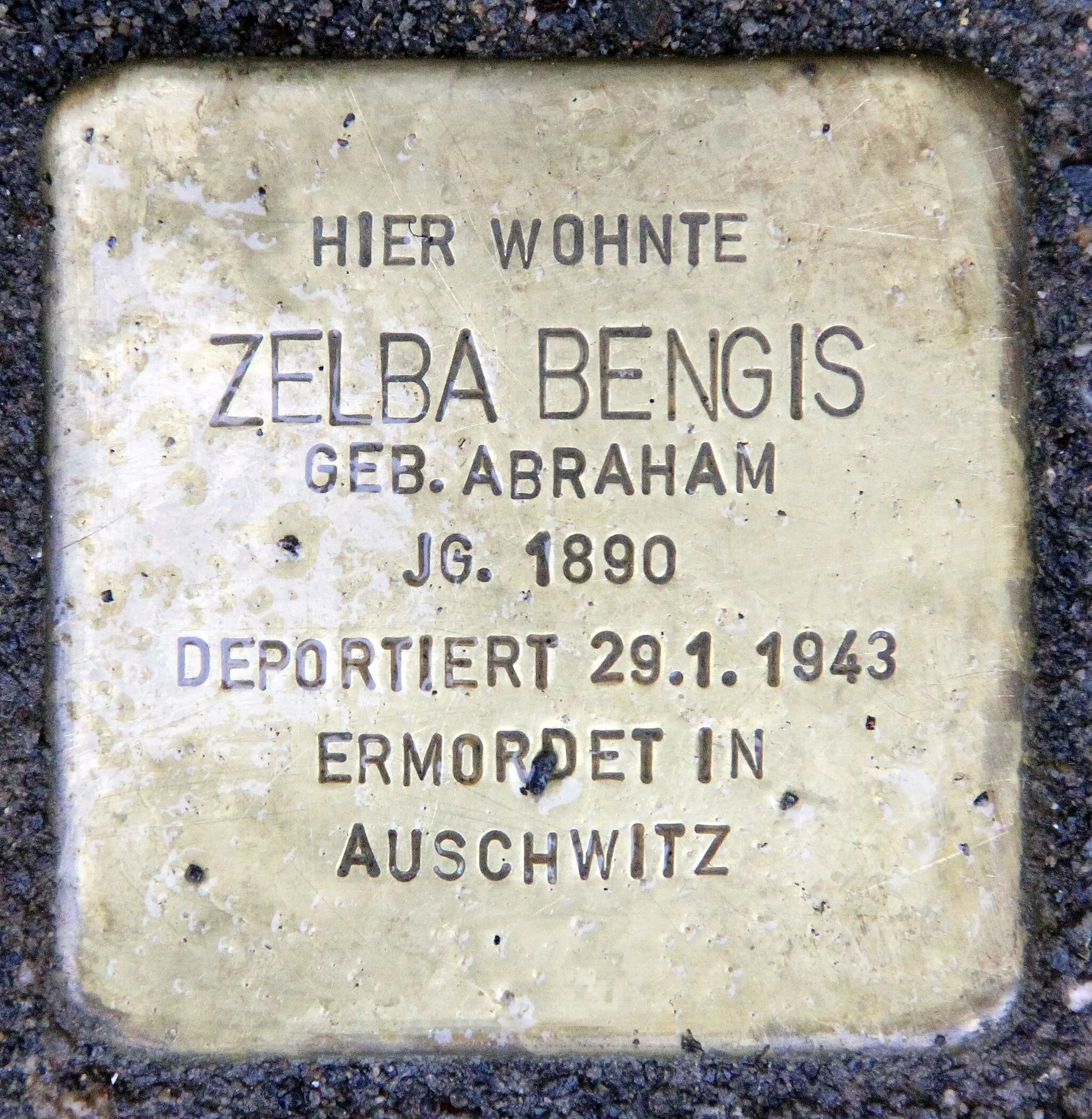 Photo showing: "Stolperstein" (stumbling block), Zelba Bengis, Berliner Straße 26, Berlin-Pankow, Germany