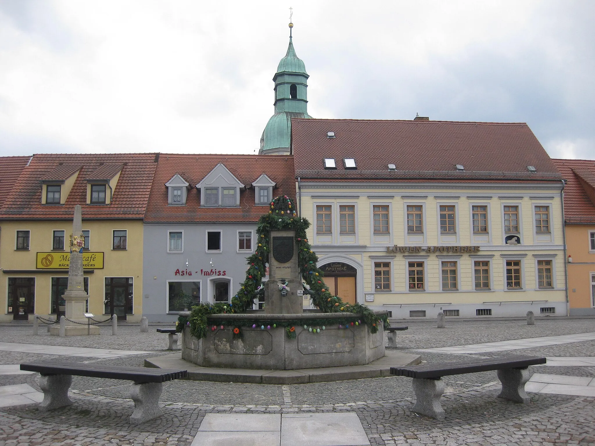 Photo showing: Brunnenschmuck für das 23. Osterbrunnensingen des Gemischten Chores in Ruhland 2019