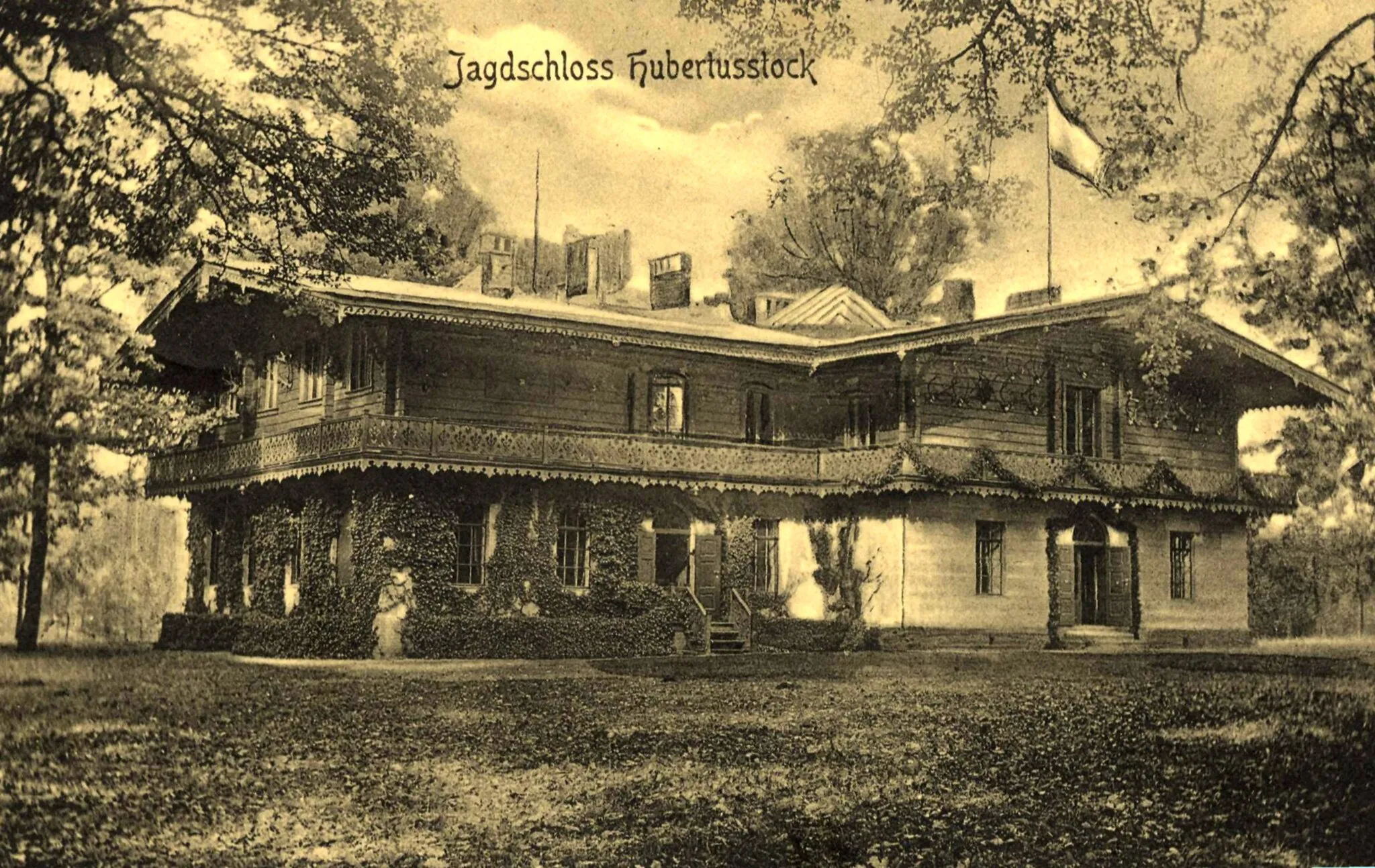 Photo showing: Jagdschloss Hubertusstock auf einer Ansichtskarte von 1913