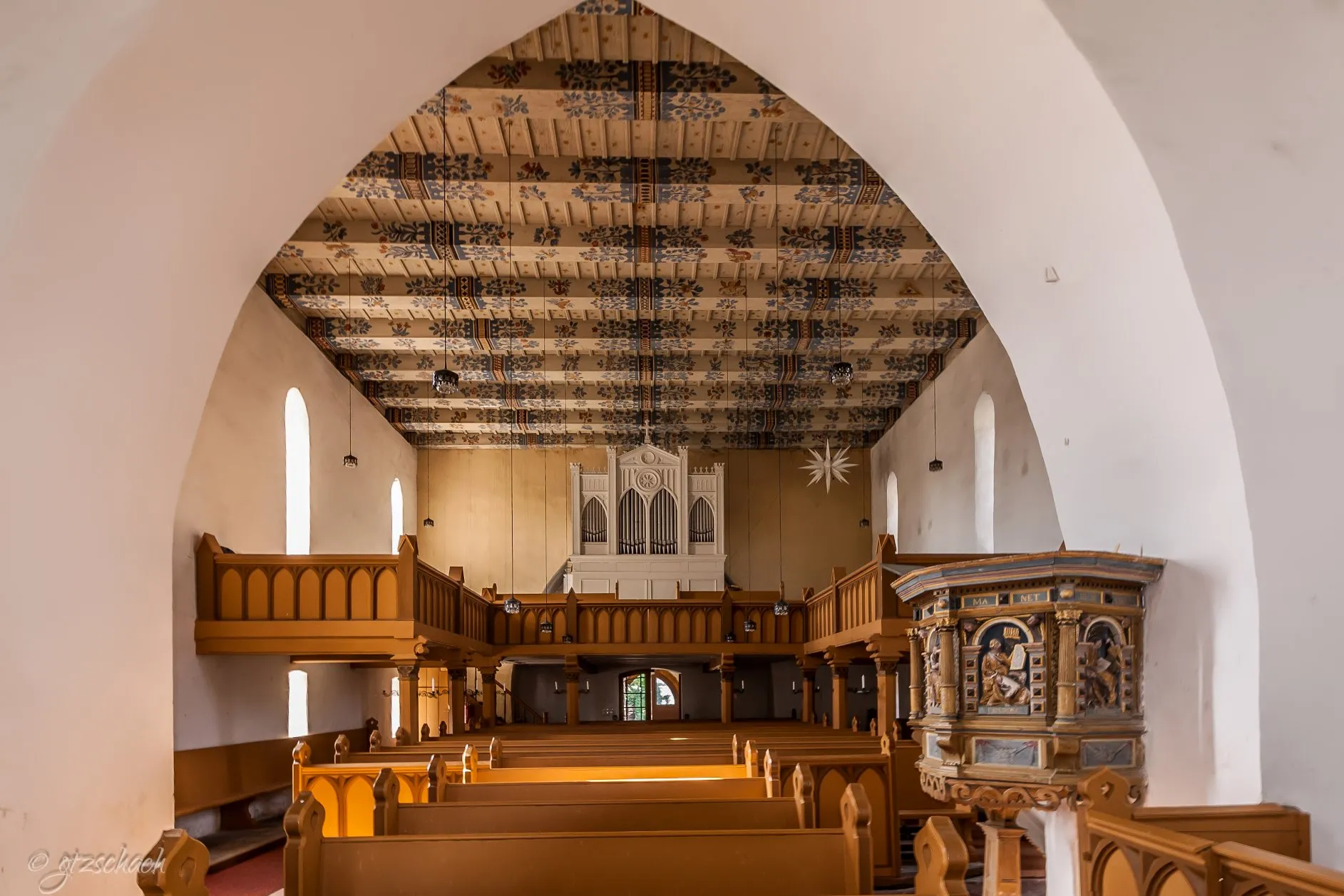 Photo showing: Dorkirche Briest - Empore und die Orgel von 1876