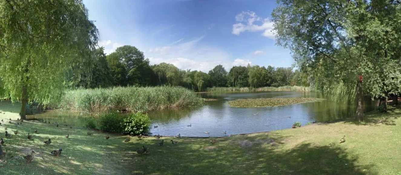 Photo showing: Panorama Dorfteich Lichtenrade, erstellt mit Hilfe der Software autostitch