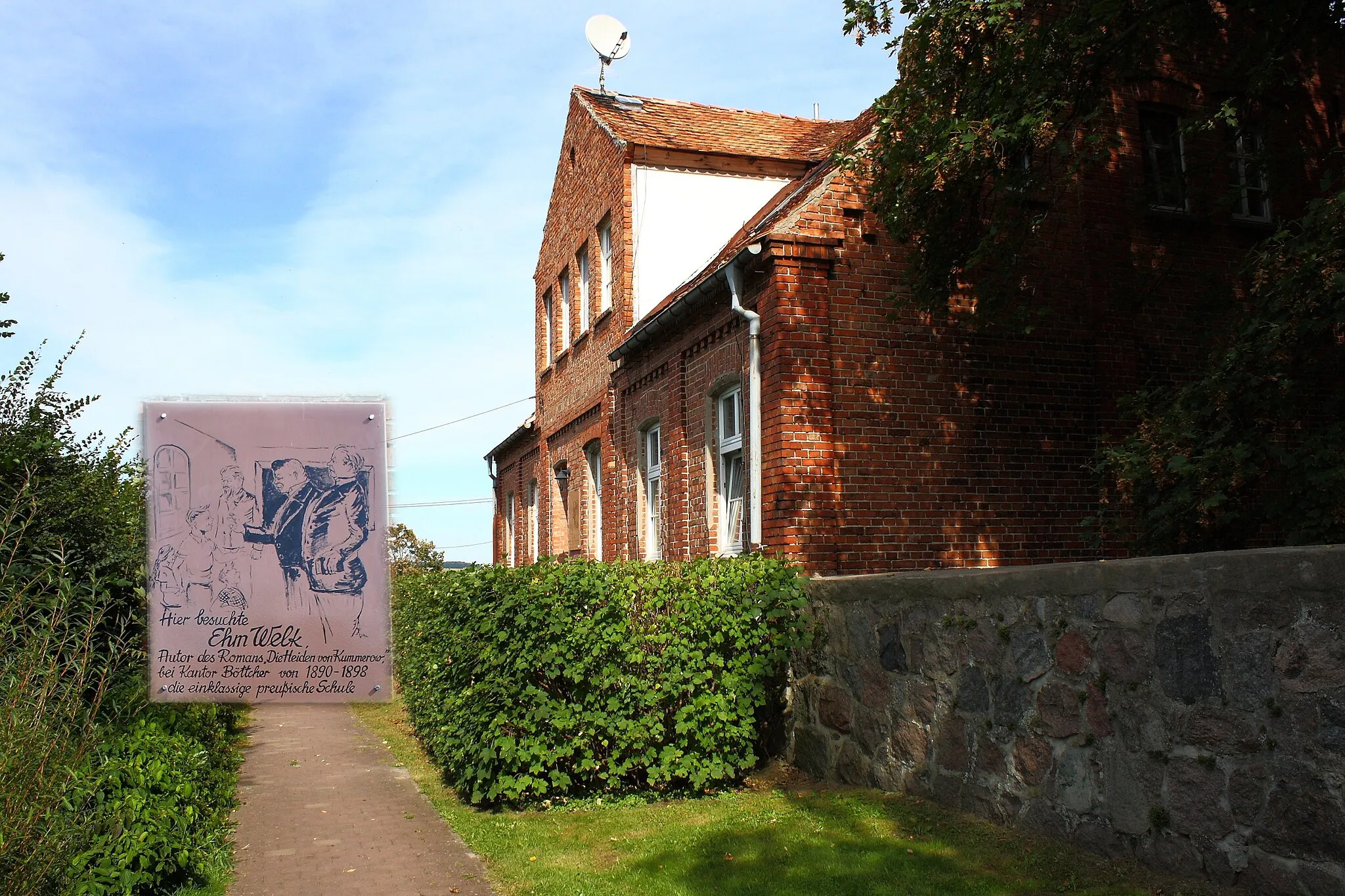 Photo showing: Village school Biesenbrow - Ehm Welk Memorial