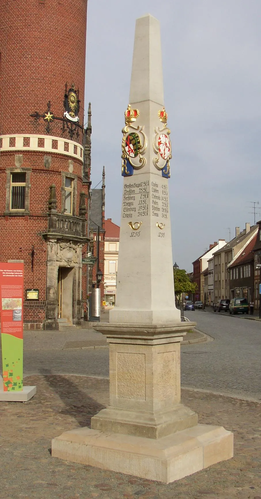 Photo showing: Milestone in Dahme in Brandenburg, Germany