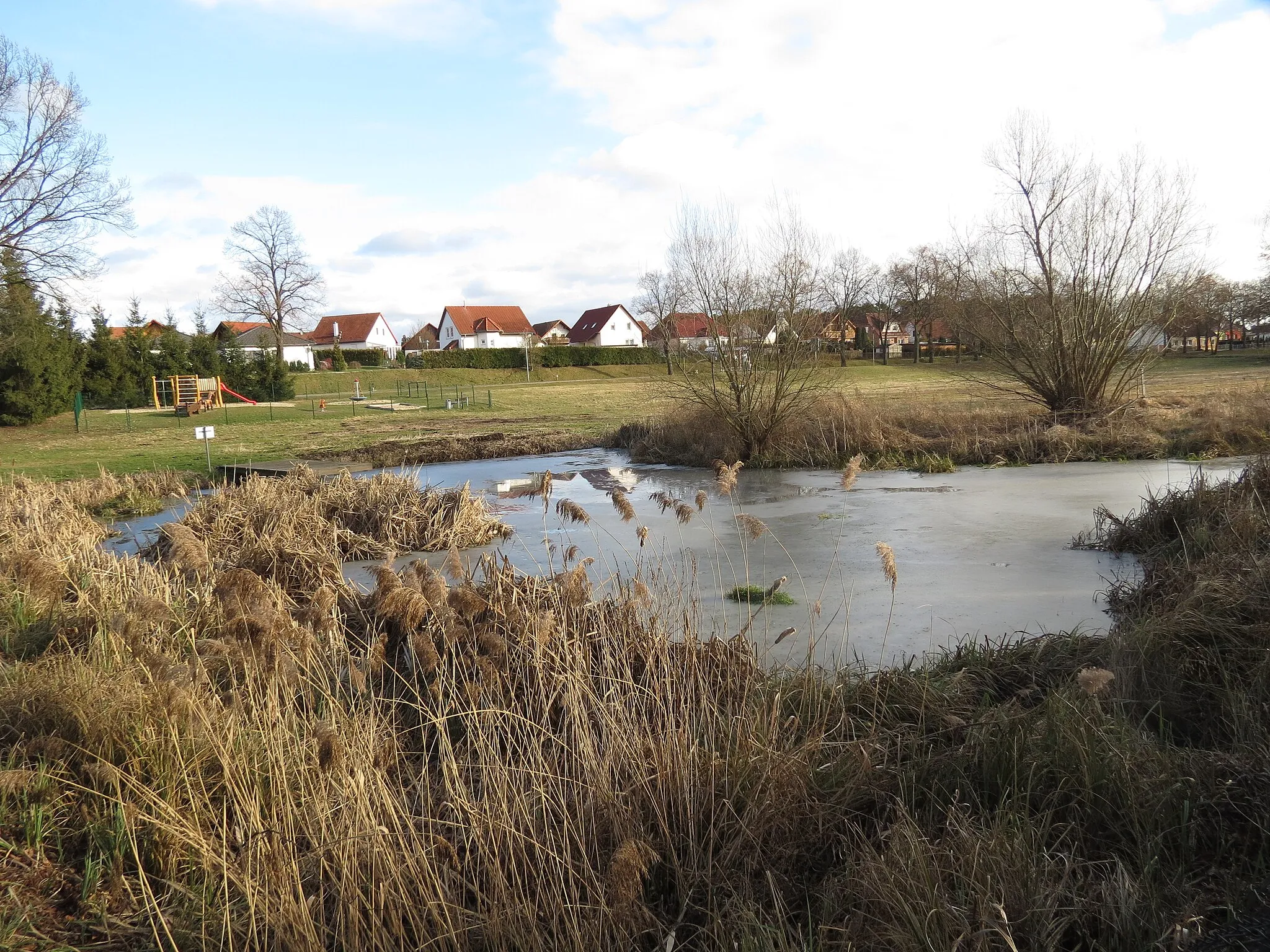 Photo showing: Dorfteich in Gallun, Stadt Mittenwalde, Lkr. Dahme-Spreewald , Brandenburg