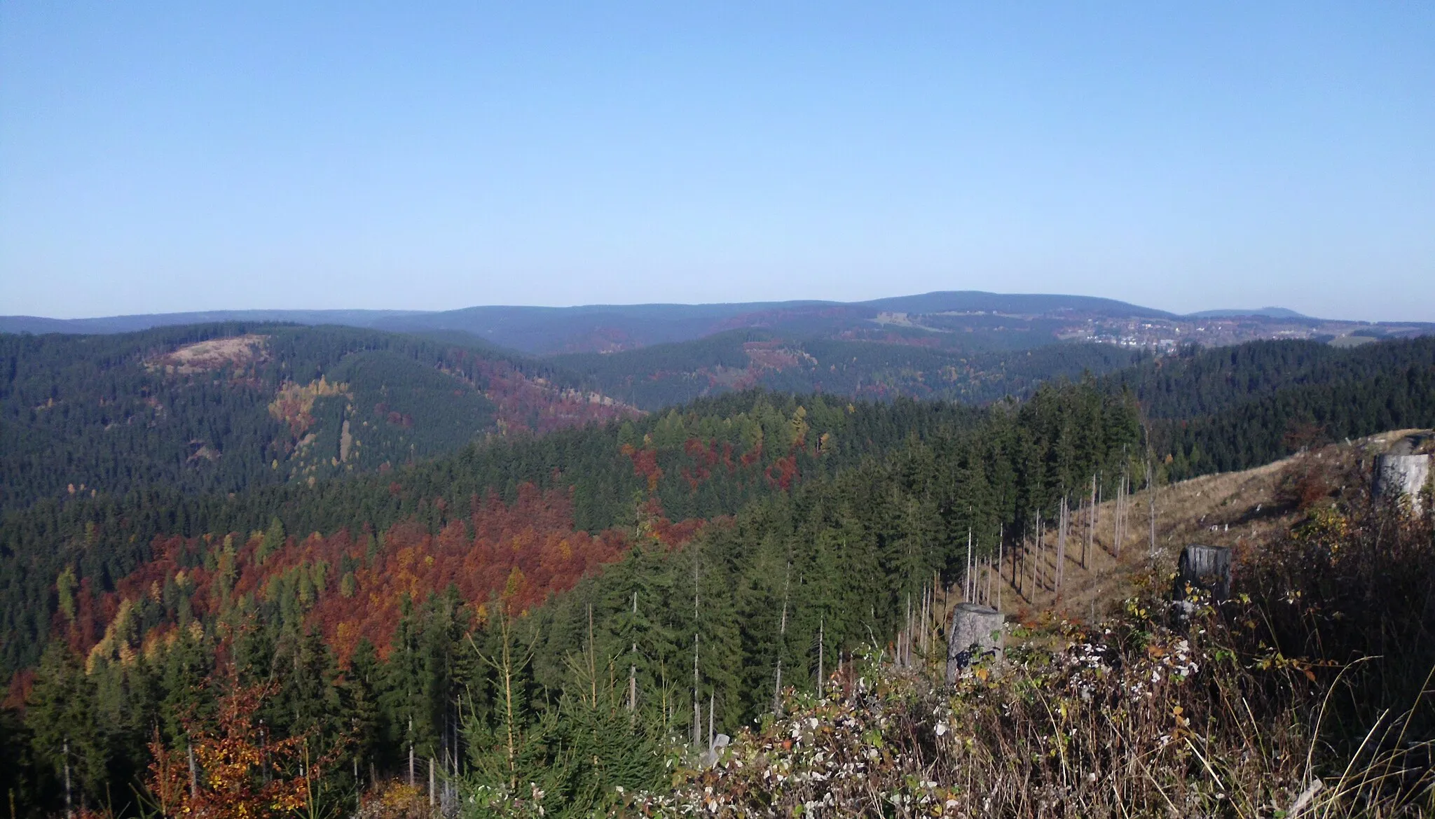 Photo showing: Ausblick von den Schadenbeeksköpfen bei Sieber