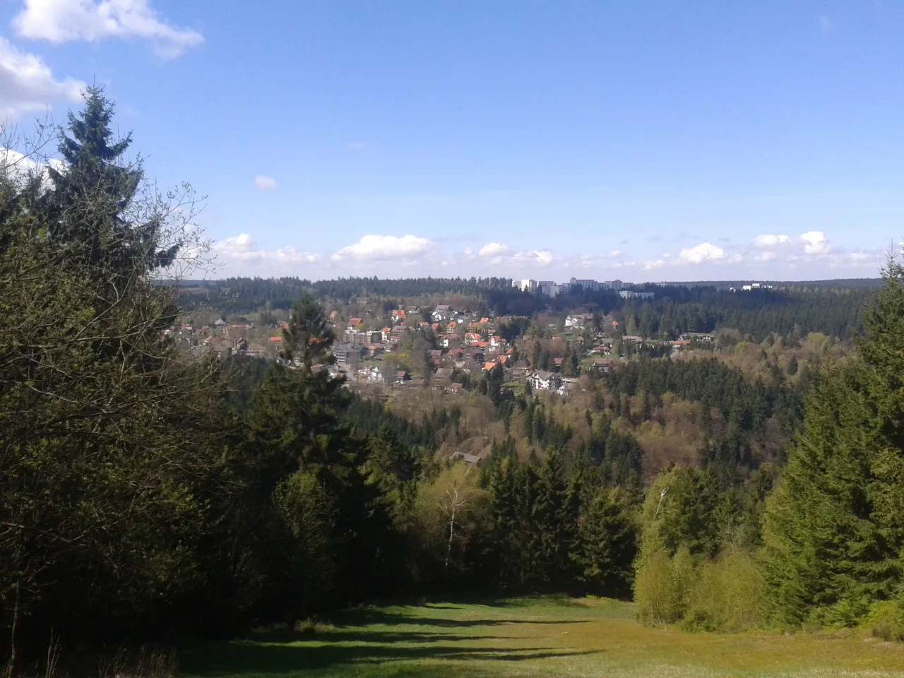 Photo showing: Blick auf Hahnenklee vom Wanderweg auf den Bocksberg hinauf