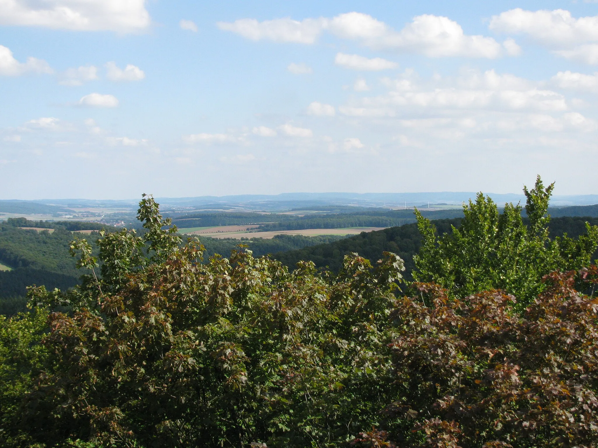 Photo showing: Blick vom Wieterturm nach Südosten, die Landschaft gehört zum Westerhöfer Bergland, das als Landschaftsschutzgebiet Westerhöfer Bergland - Langfast ausgewiesen ist