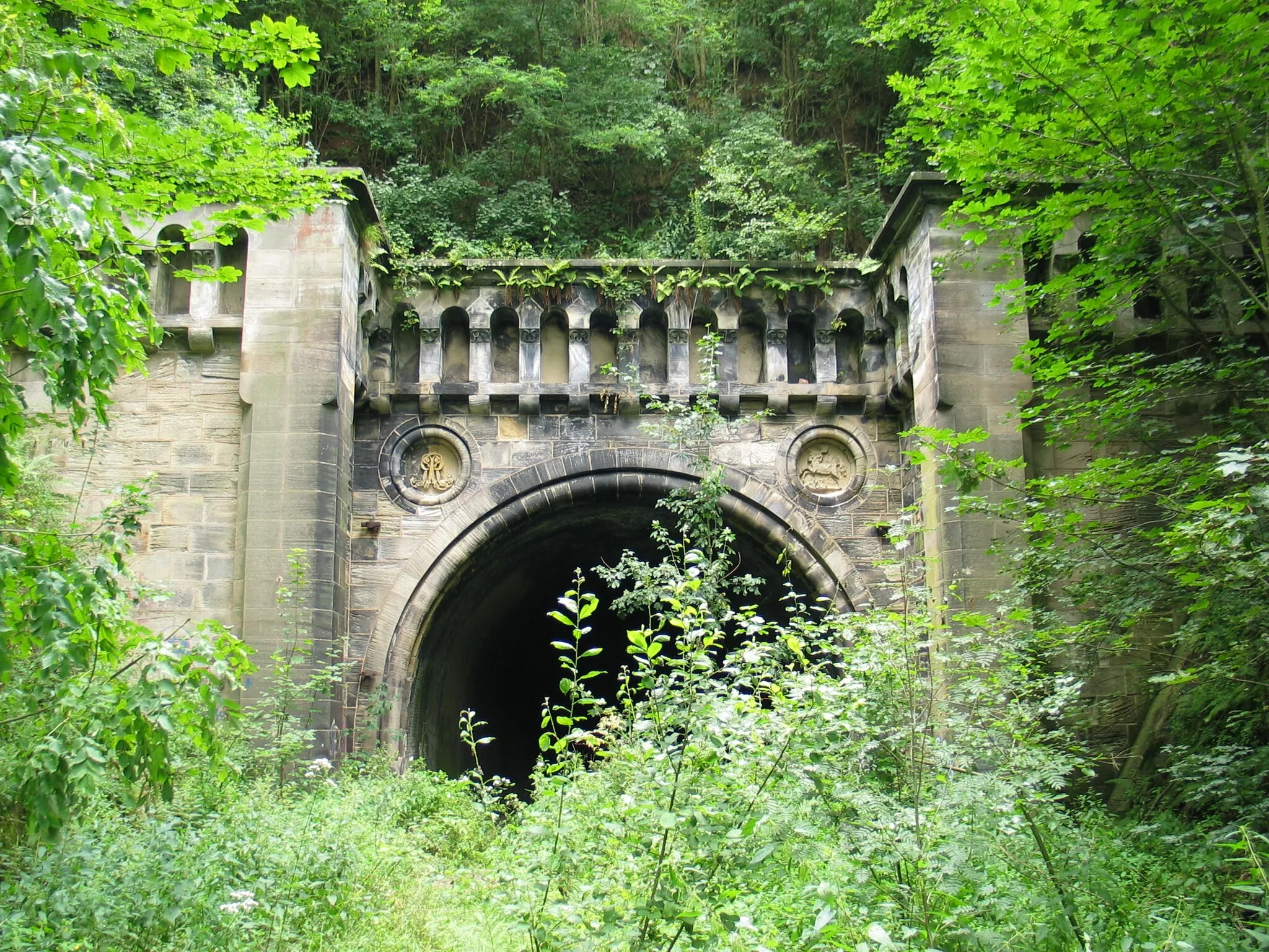Photo showing: Abandoned railtunnel near Volkmarshausen, Germany.
