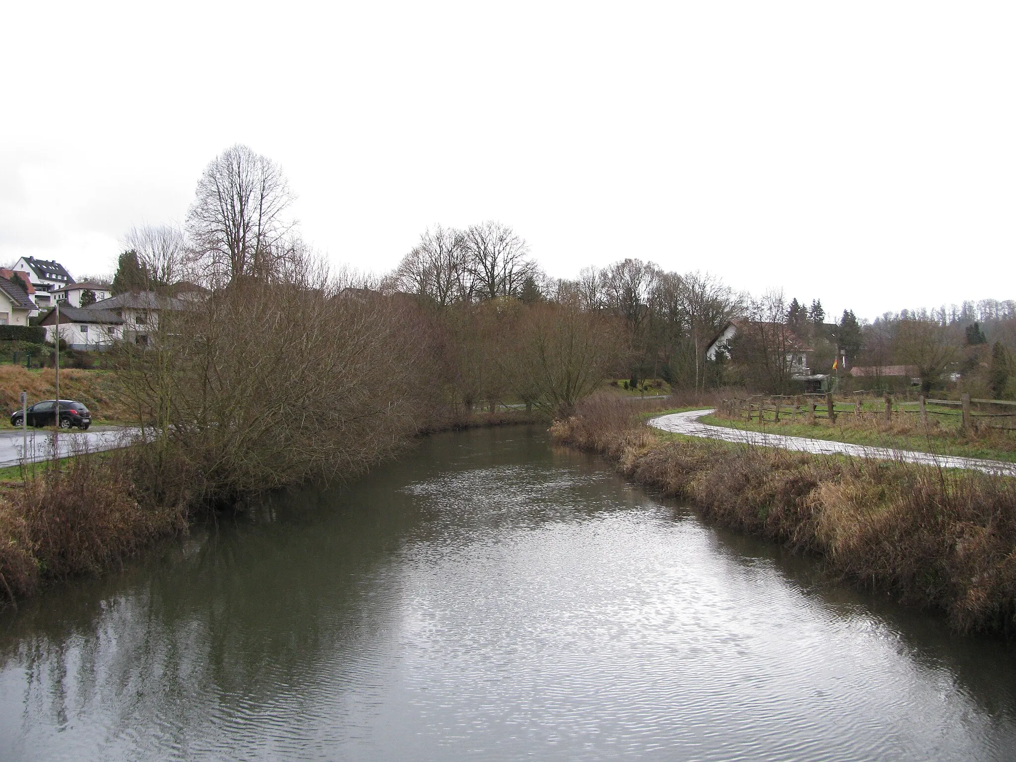 Photo showing: ein fertiggestelltes Teilstück des Landgraf-Carl-Kanals bei Helmarshausen