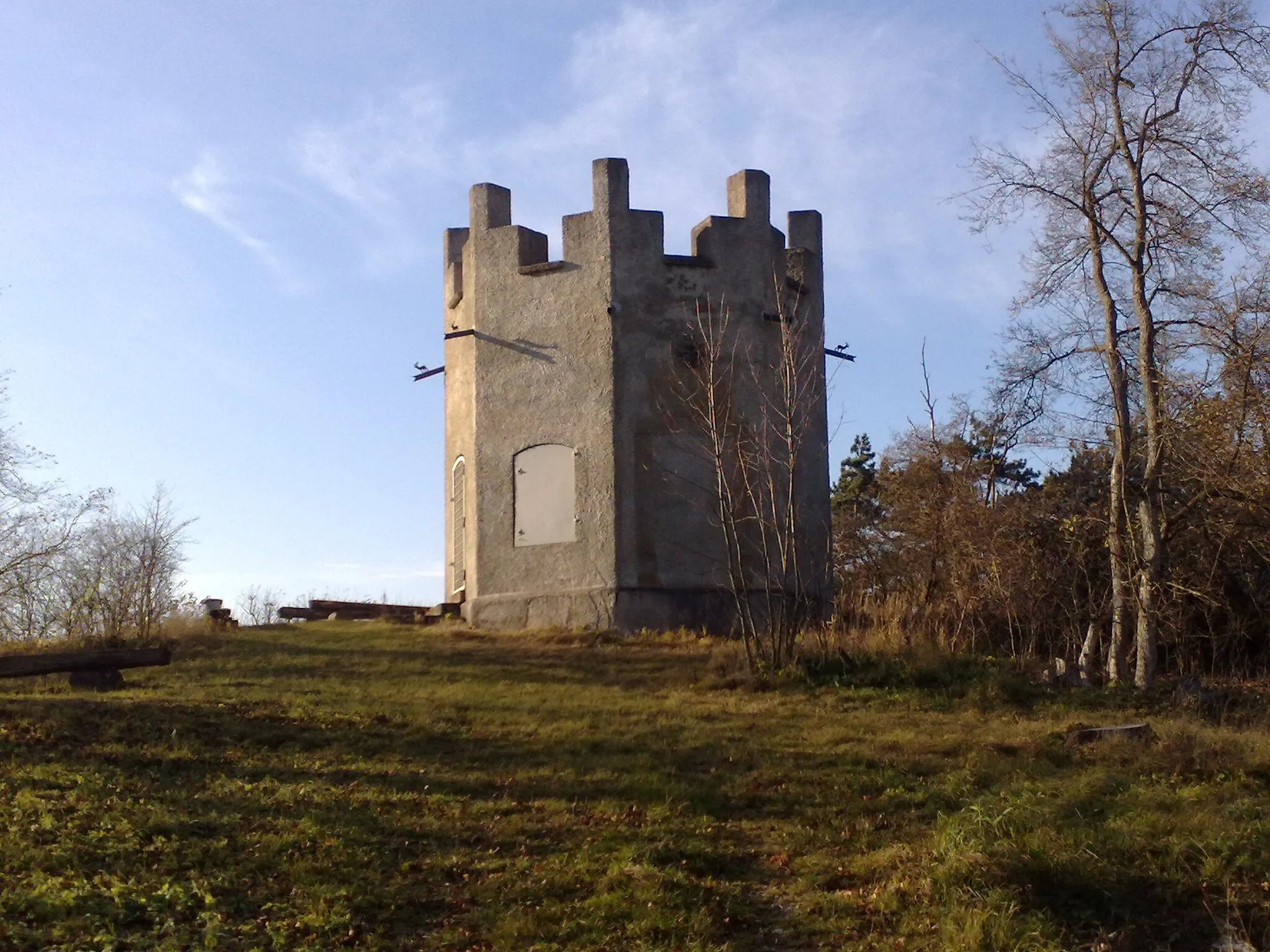 Photo showing: Blick auf den Jägerturmskopf im Hainberg mit Jägerturm. Gelegen im Landschaftsschutzgebiet „Hainberg, Wohldenberg, Braune Heide, Klein Rhüdener Holz und angrenzende Landschaftsteile“ (LSG WF 00031).