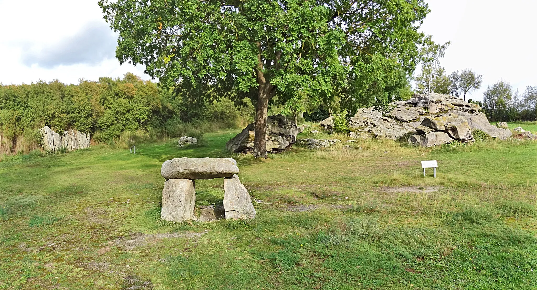 Photo showing: Großsteingräber aus der jüngeren Steinzeit (um 3500 v. Chr.) am Naturdenkmal Bockshornklippe in Groß Steinum