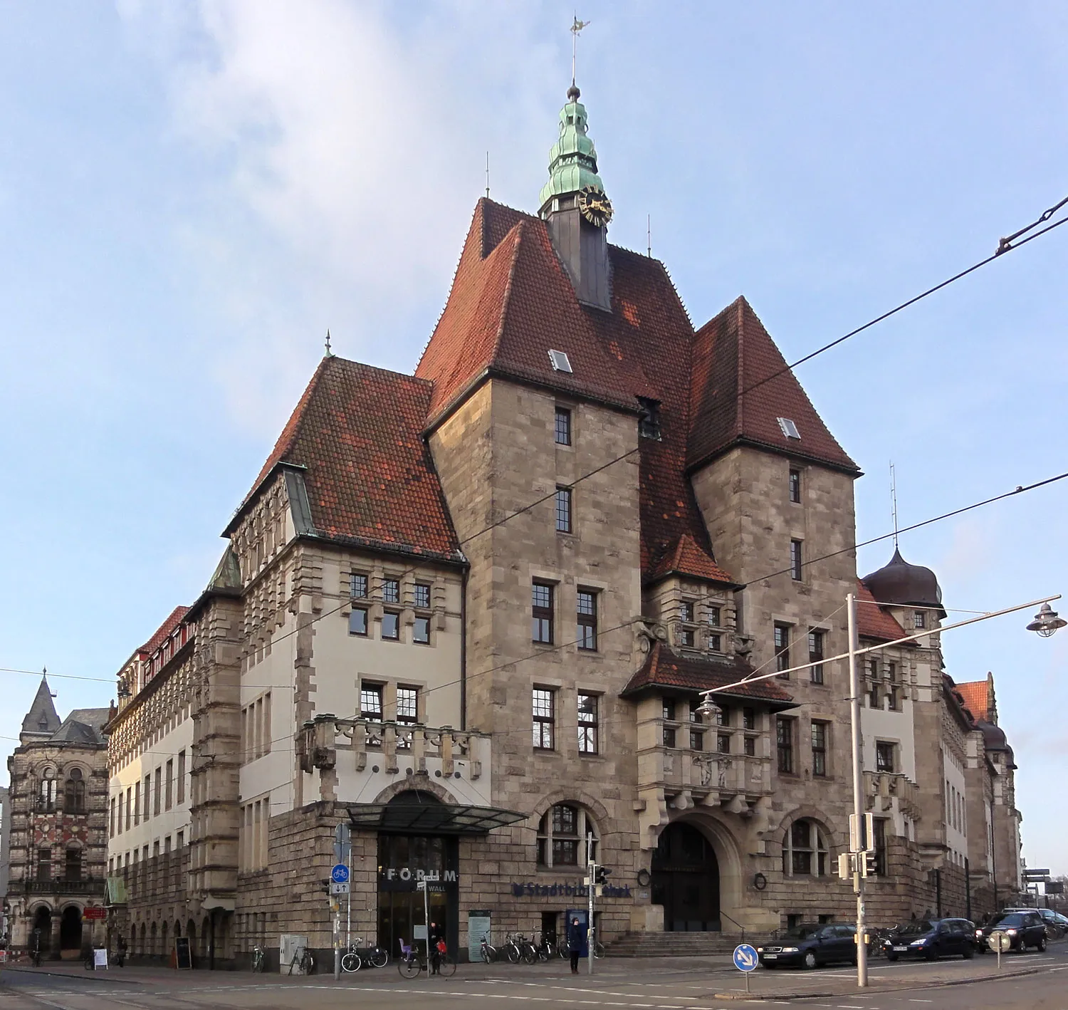 Photo showing: Polizeihaus Bremen, Am Wall 201. Erbaut: 1906–1908. Architekt: Carl Börnstein The object shown is a protected cultural monument in the Free Hanseatic City of Bremen with the number 0083  registered with the State Office for Monument Preservation. → Datenbankeintrag