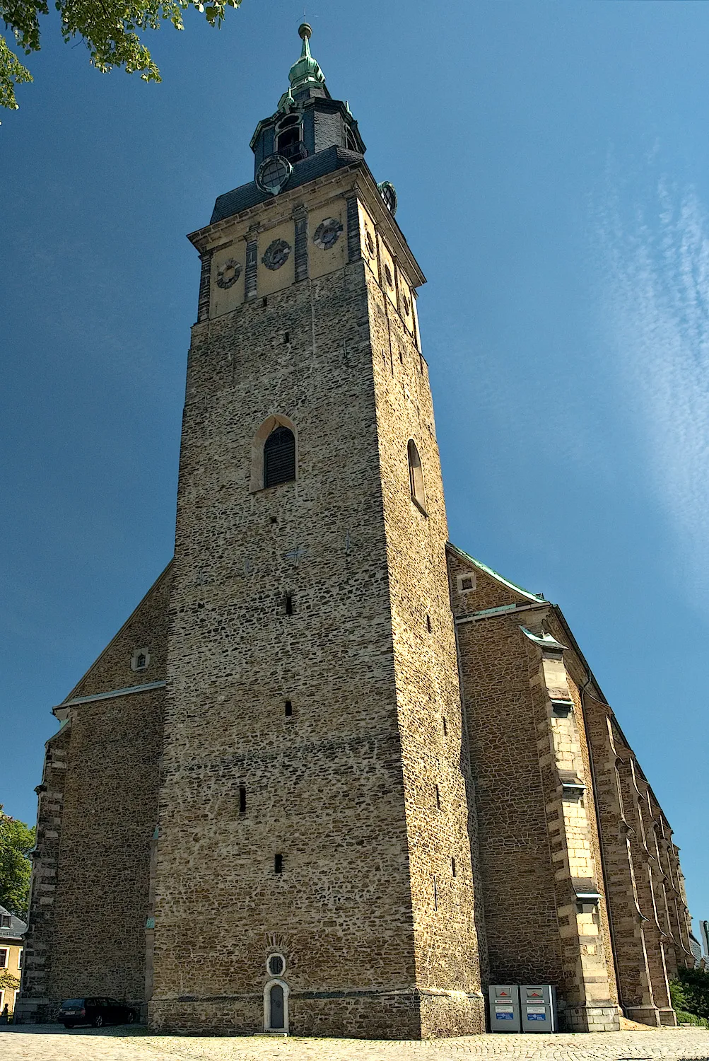 Photo showing: This image shows the church "St. Wolfgangskirche" in Schneeberg (Saxony, Germany).