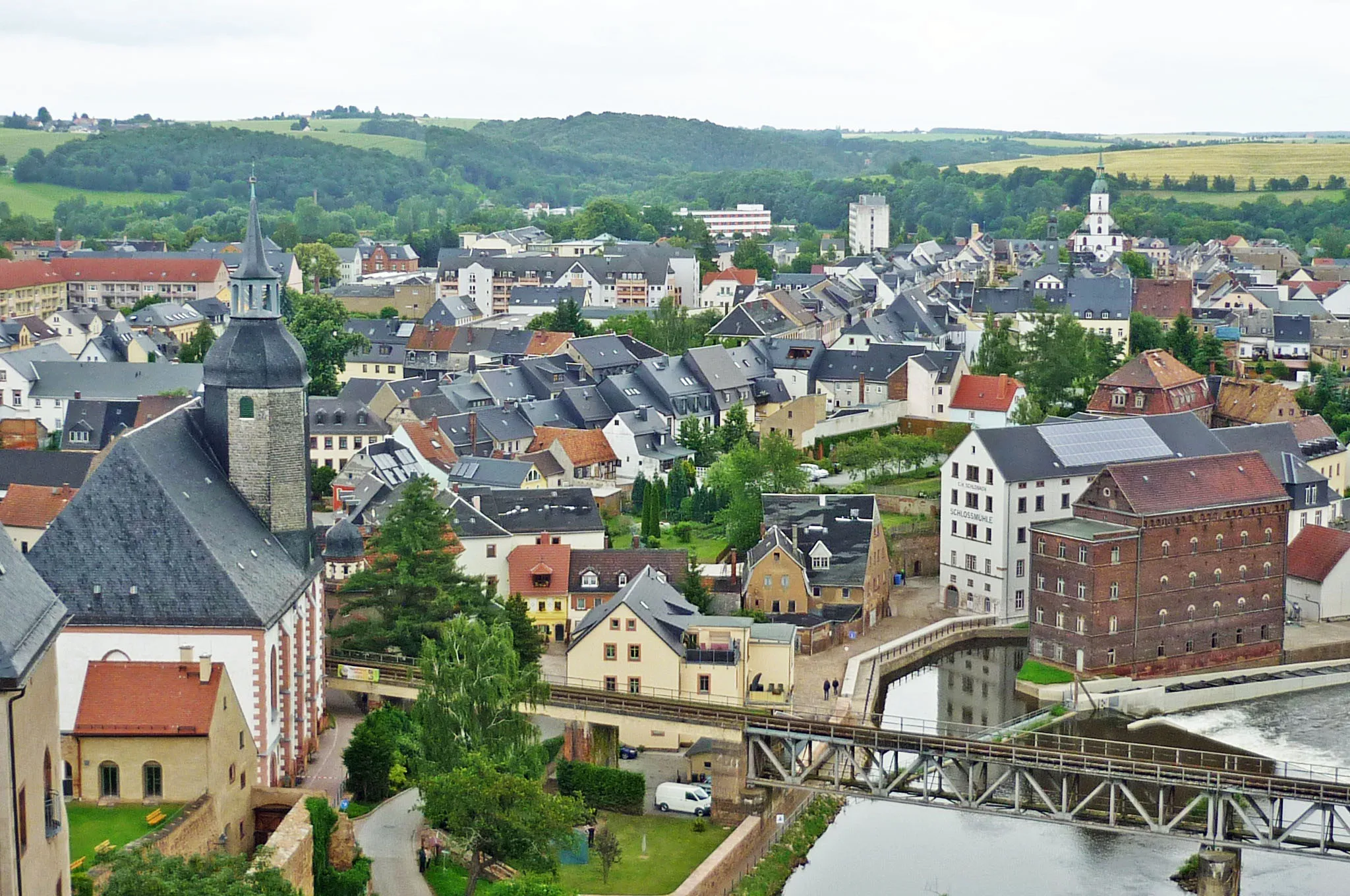 Photo showing: Blick vom Schloss Rochlitz auf die Stadt Rochlitz in Sachsen