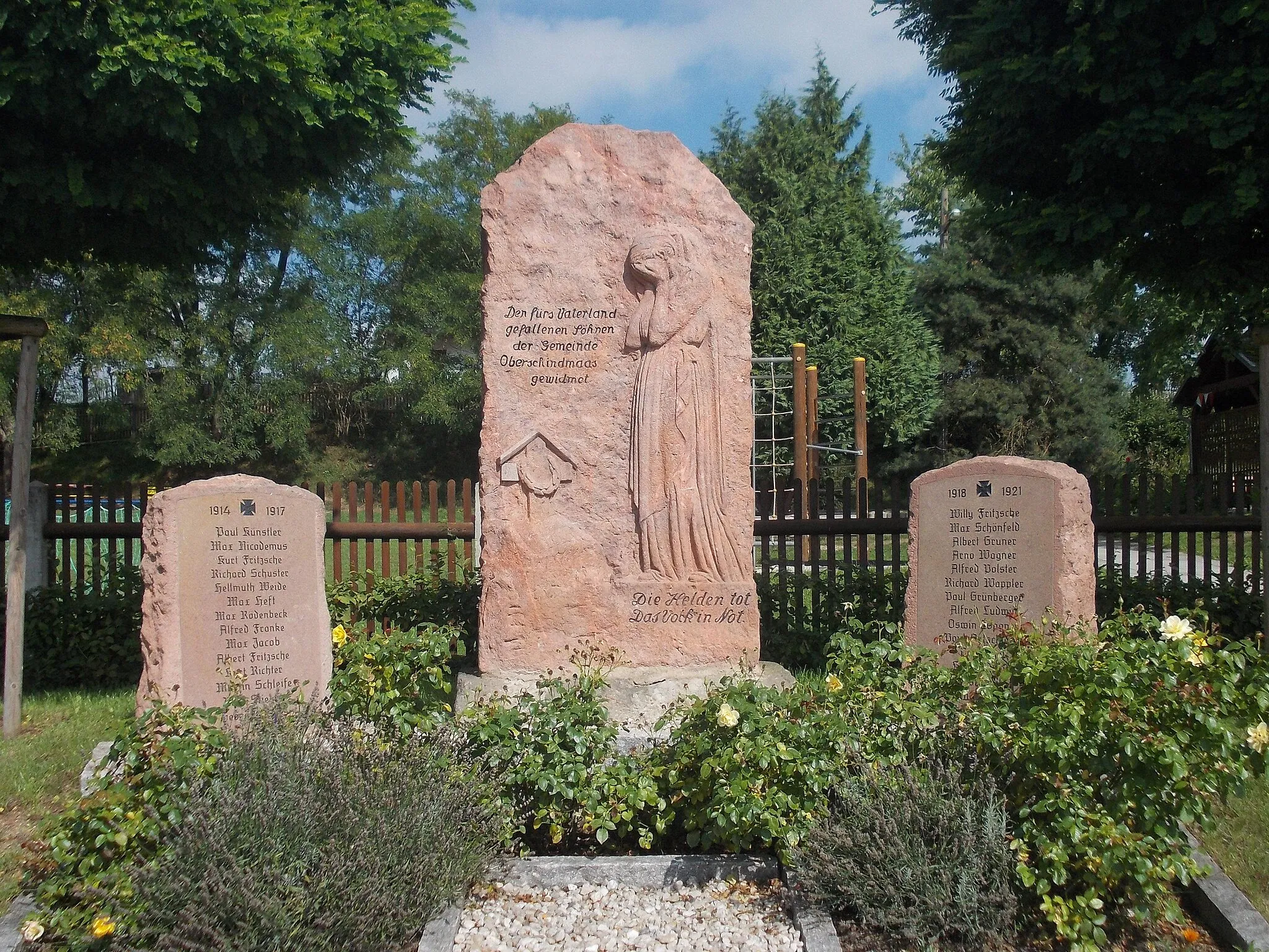 Photo showing: World War I memorial in Oberschindmaas (Dennheritz, Zwickau district, Saxony)