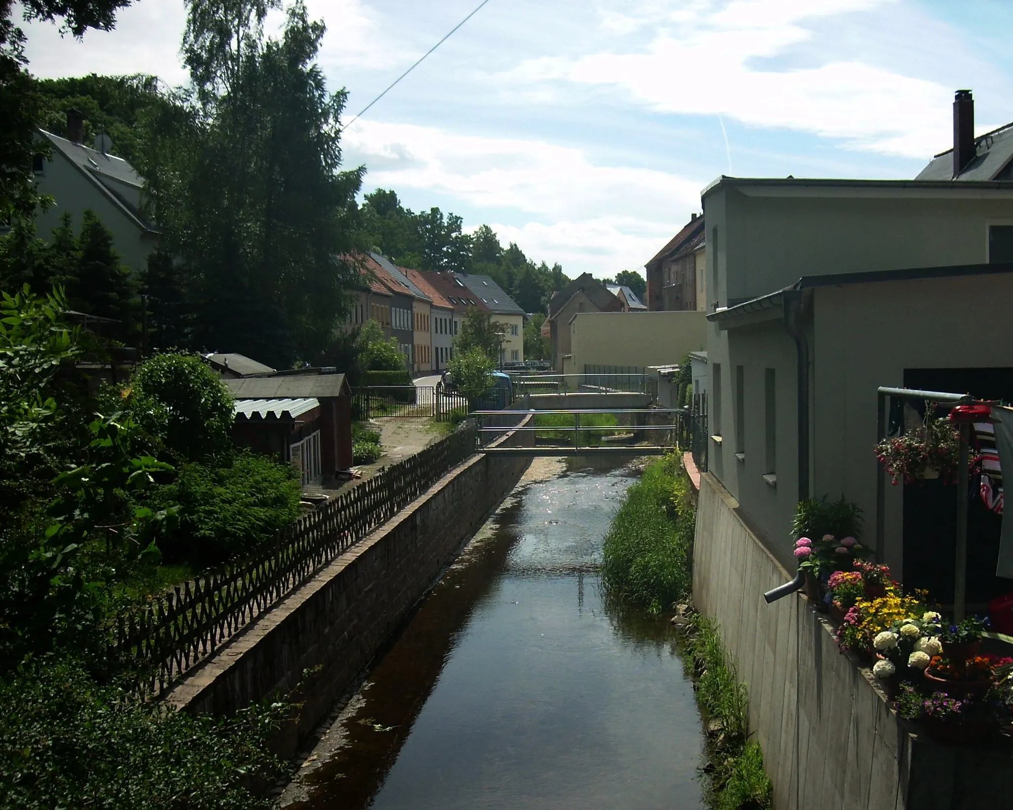 Photo showing: Striegis river near the municipal park of Hainichen (Mittelsachsen district, Saxony)