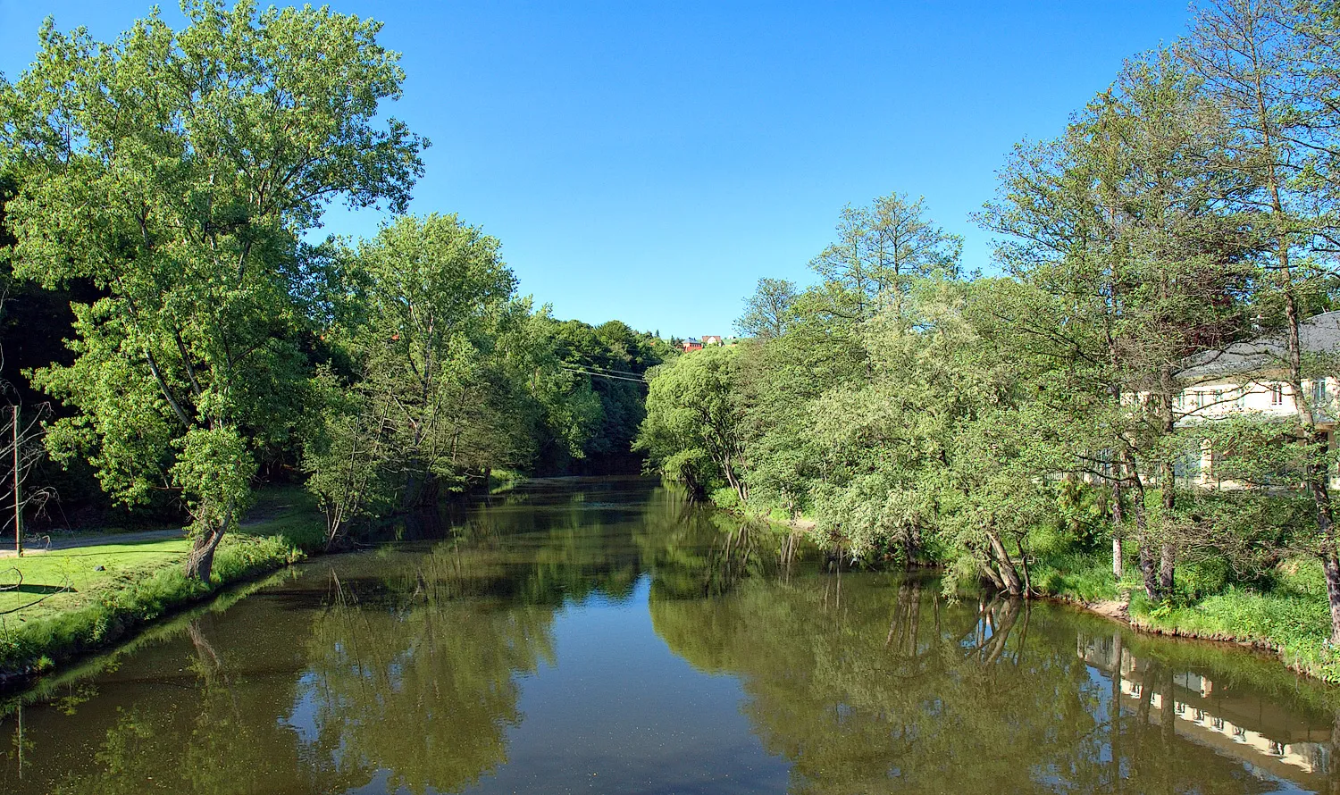 Photo showing: This image shows the river "Zwickauer Mulde" in Wilkau-Haßlau (Saxony, Germany).