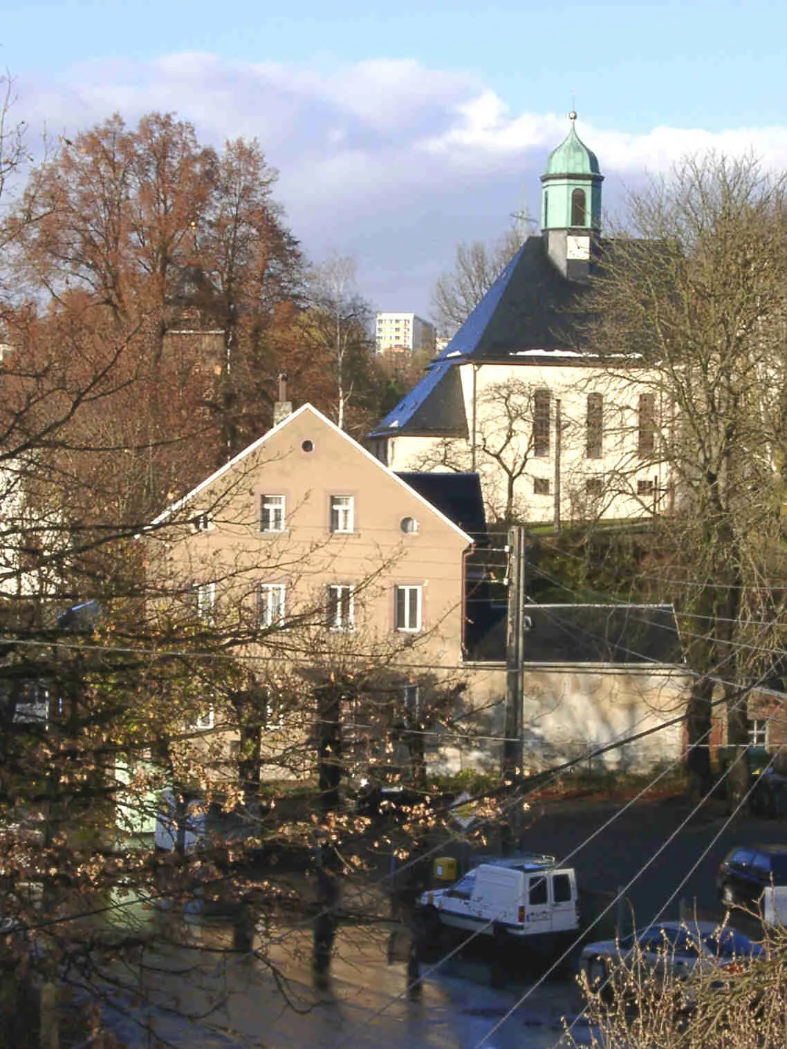 Photo showing: Kirche in Neukirchen (Erzgebirge)
im Herbst 2004