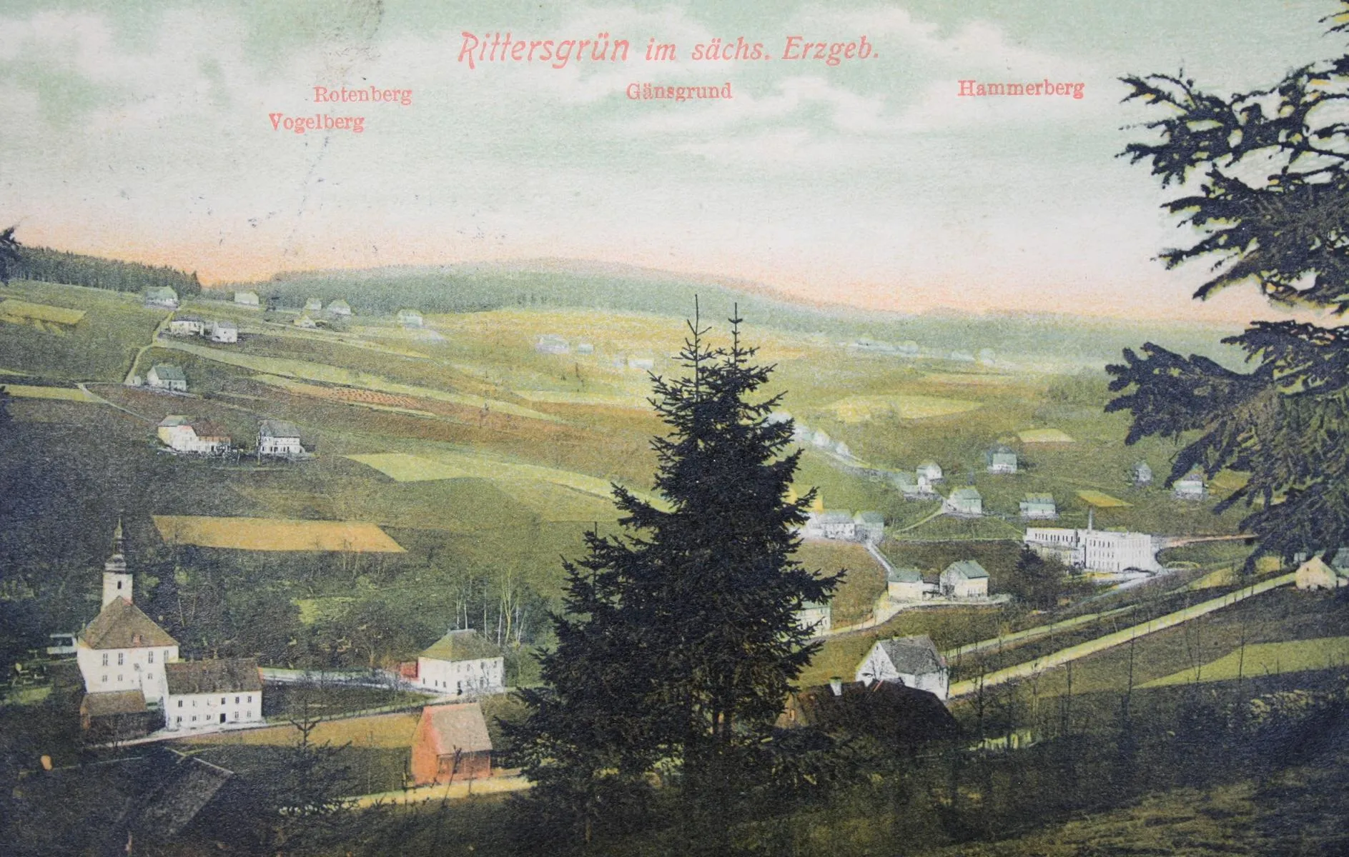Photo showing: Postcard: Rittersgrün im sächs. Erzgeb.