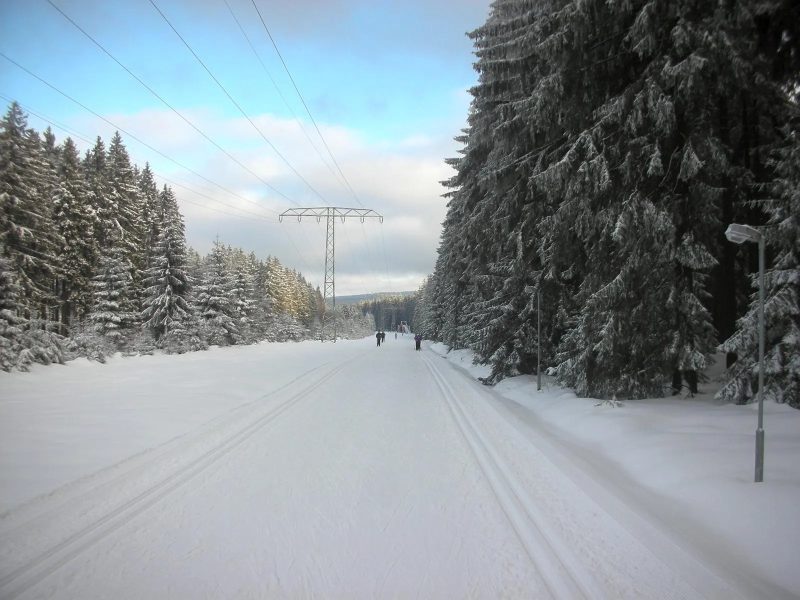 Photo showing: Loipe zwischen Muldenberg und Grünbach, im Hintergrund die Skibrücke