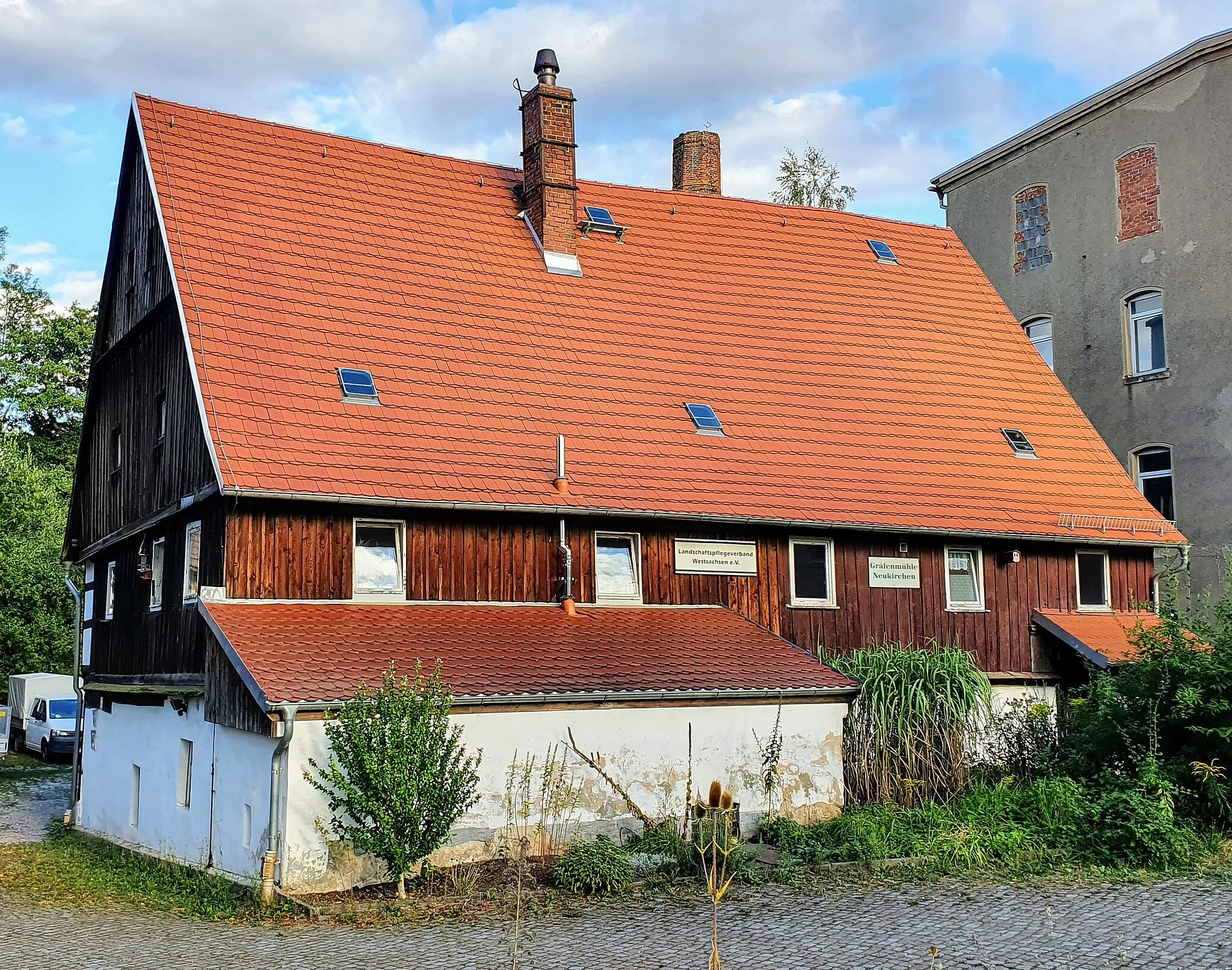 Photo showing: Mühle mit Wohnhaus (Umgebindehaus) und drei Seitengebäuden Pestalozzistraße 21a
