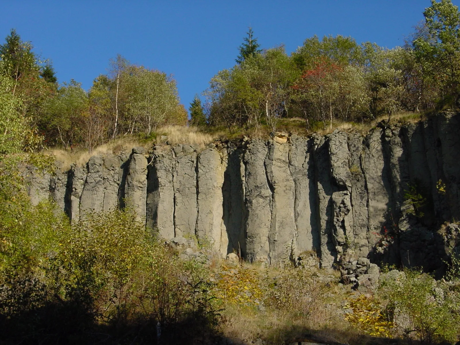 Photo showing: Basaltsäulen ("Butterfässer") am Pöhlberg in Annaberg-Buchholz