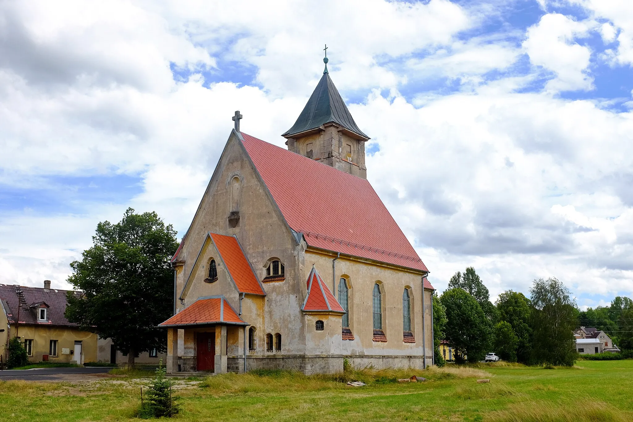 Photo showing: Mokřiny, část města Aš, kostel sv. Karla Boromejského, okres Cheb