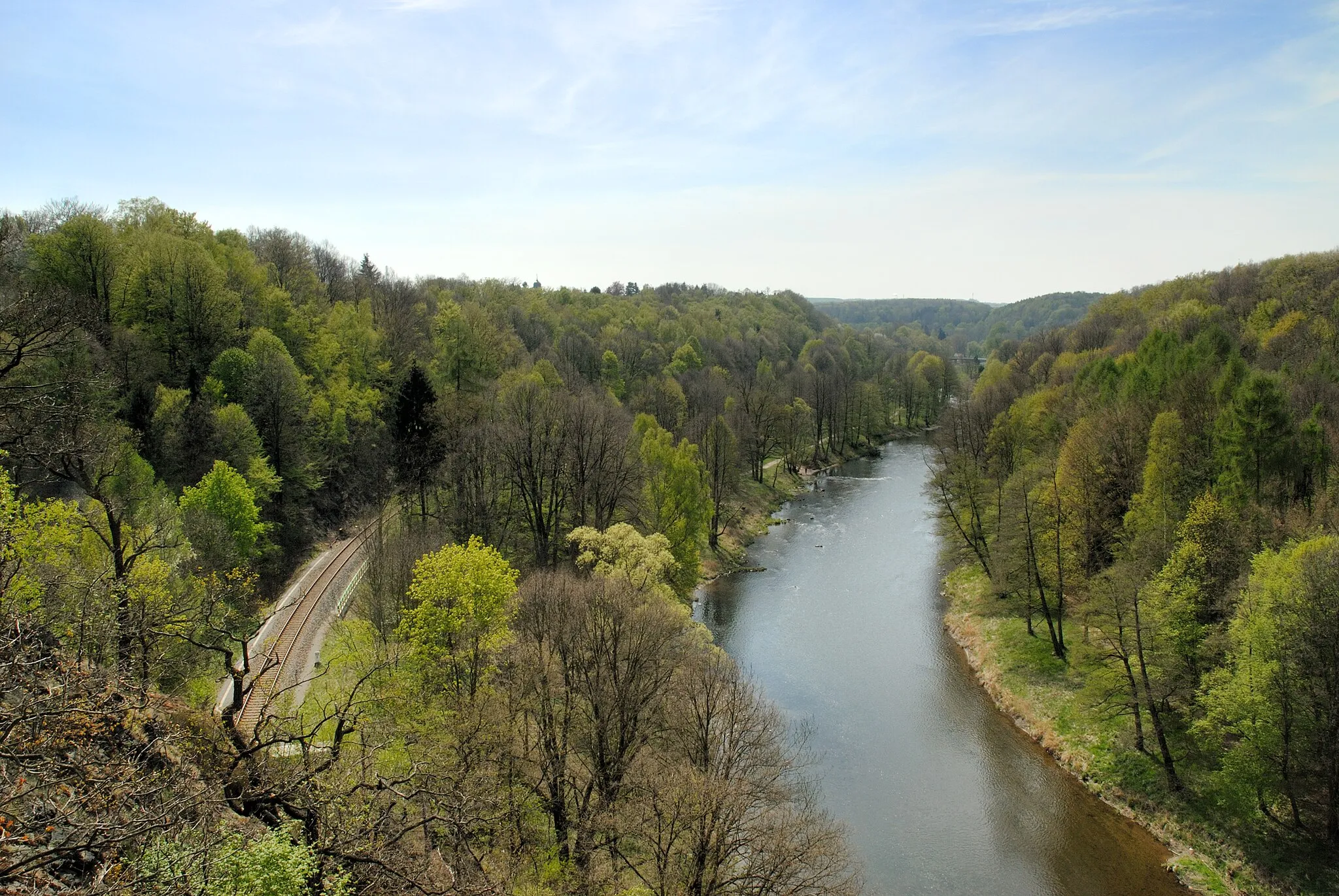 Photo showing: This image shows a view from the Harrasfelsen ("Harras rock") near Braunsdorf (Niederwiesa), Germany.