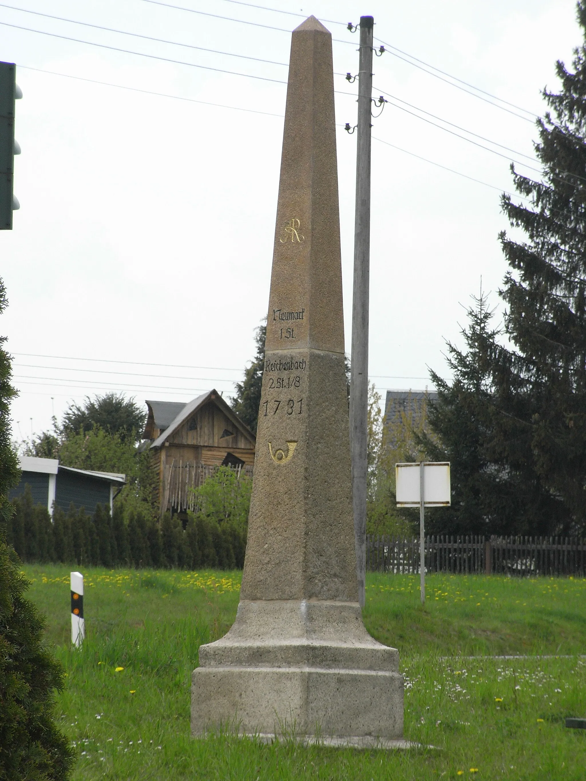 Photo showing: Postmeilensäule in Schönfels