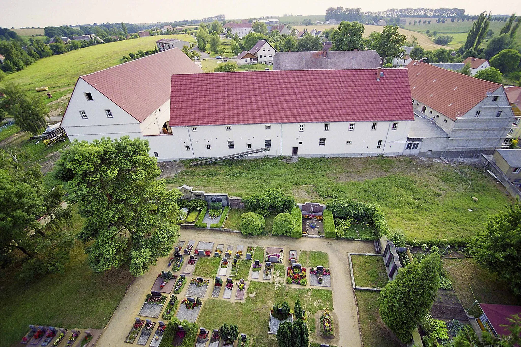 Photo showing: Blick vom Kirchdach Schrebitz nach Westen