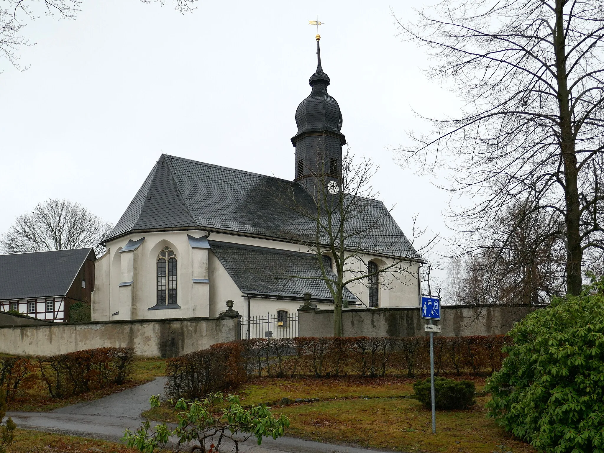 Photo showing: Laurentiuskirche, Kirchweg 51, Hartmannsdorf (Hartmannsdorf-Reichenau), Landkreis Sächsische Schweiz-Osterzgebirge - Sachsen.