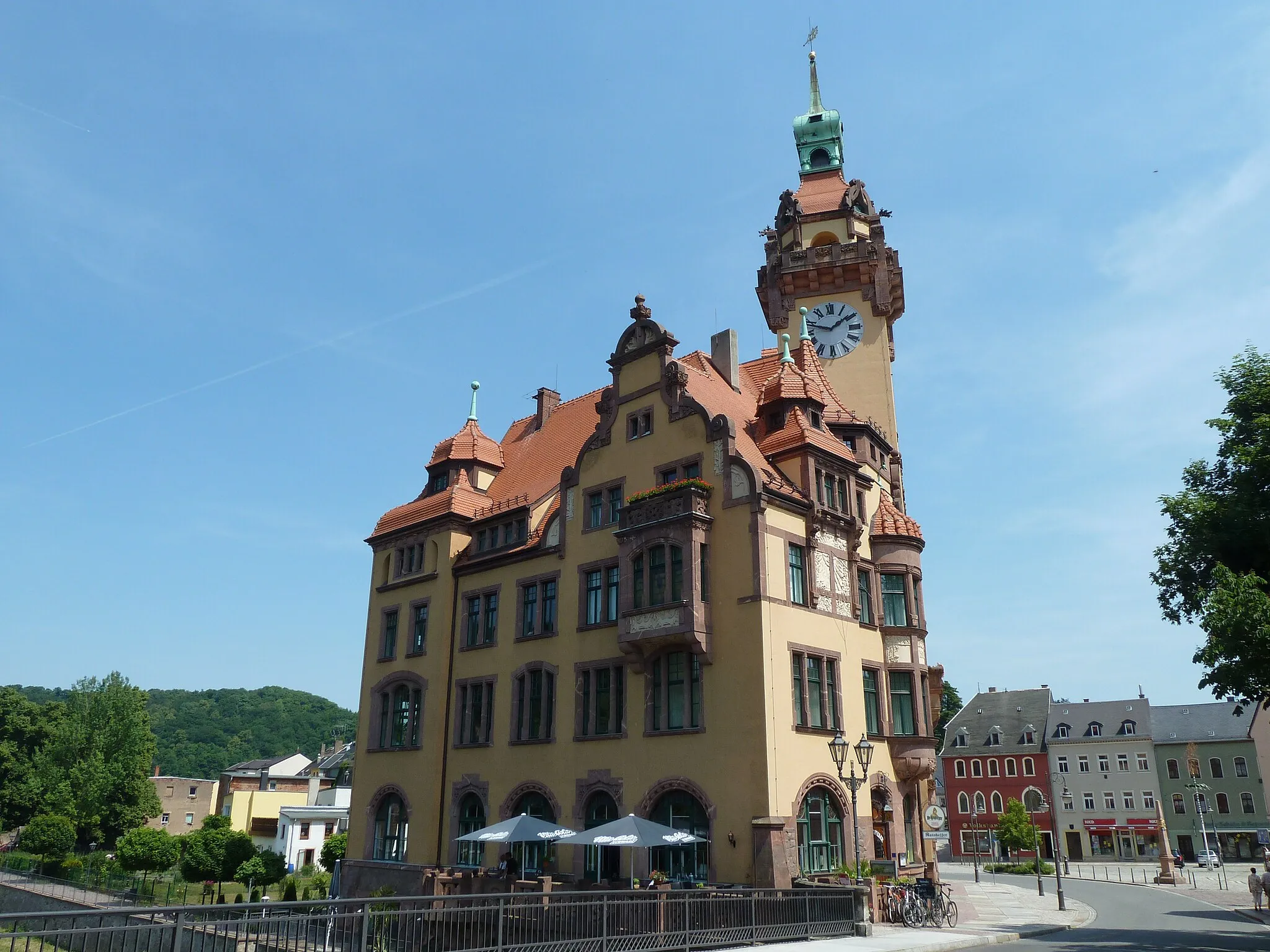 Photo showing: Rathaus Waldheim von der Zschopaubrücke aus