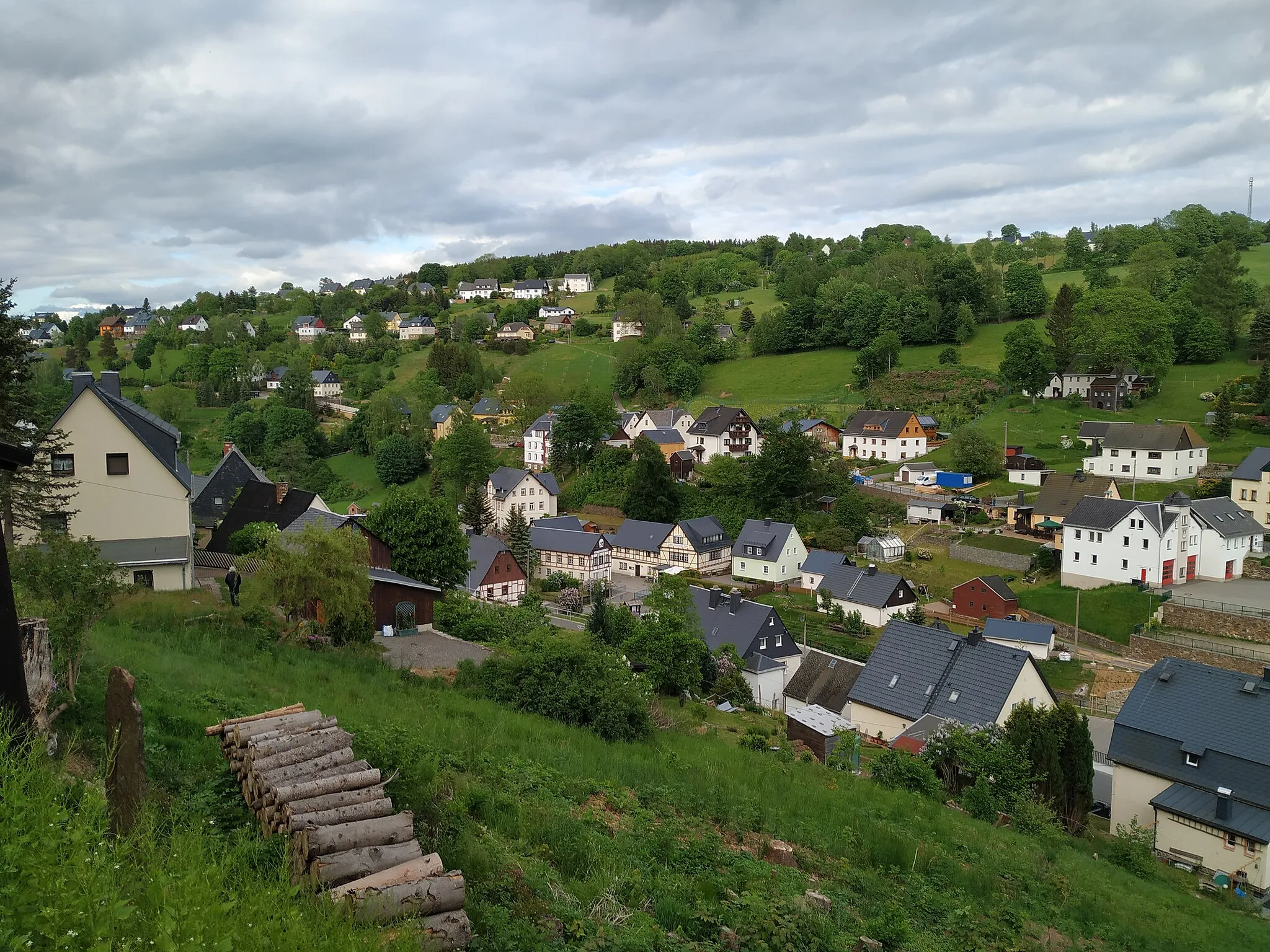 Photo showing: Aussicht auf Pobershau, Marienberg (Erzgebirgskreis, Sachsen)