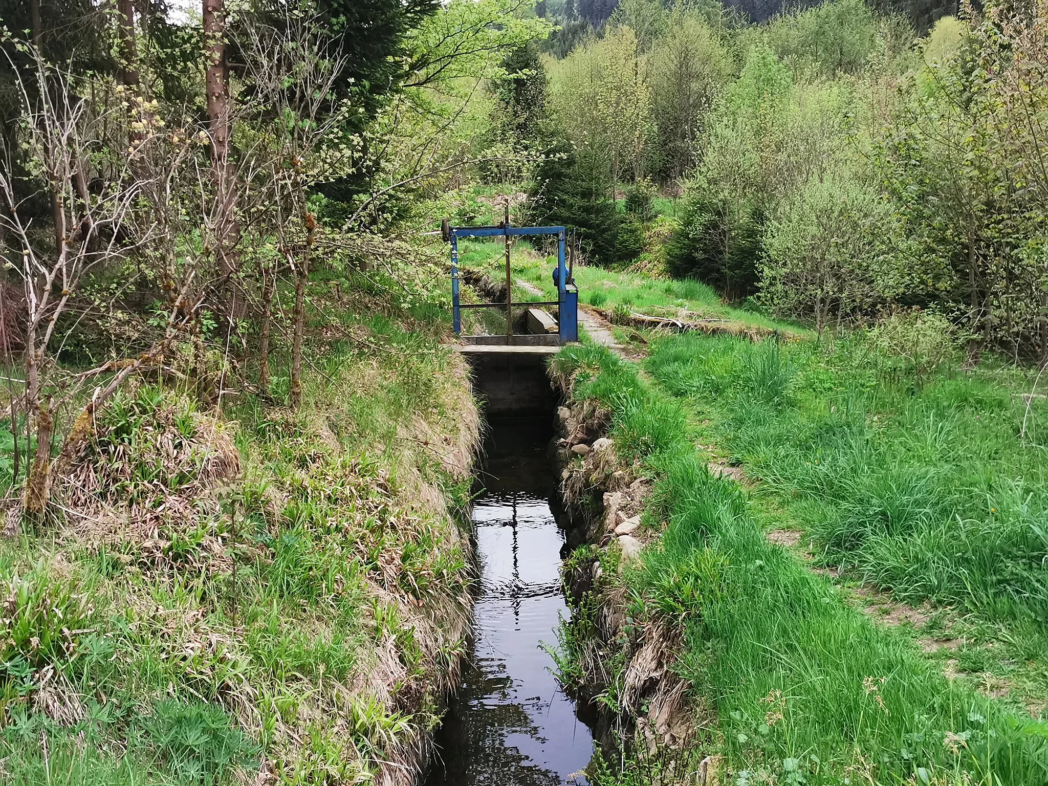 Photo showing: Kunstgraben für Aufschlagwasser im Erzgebirge